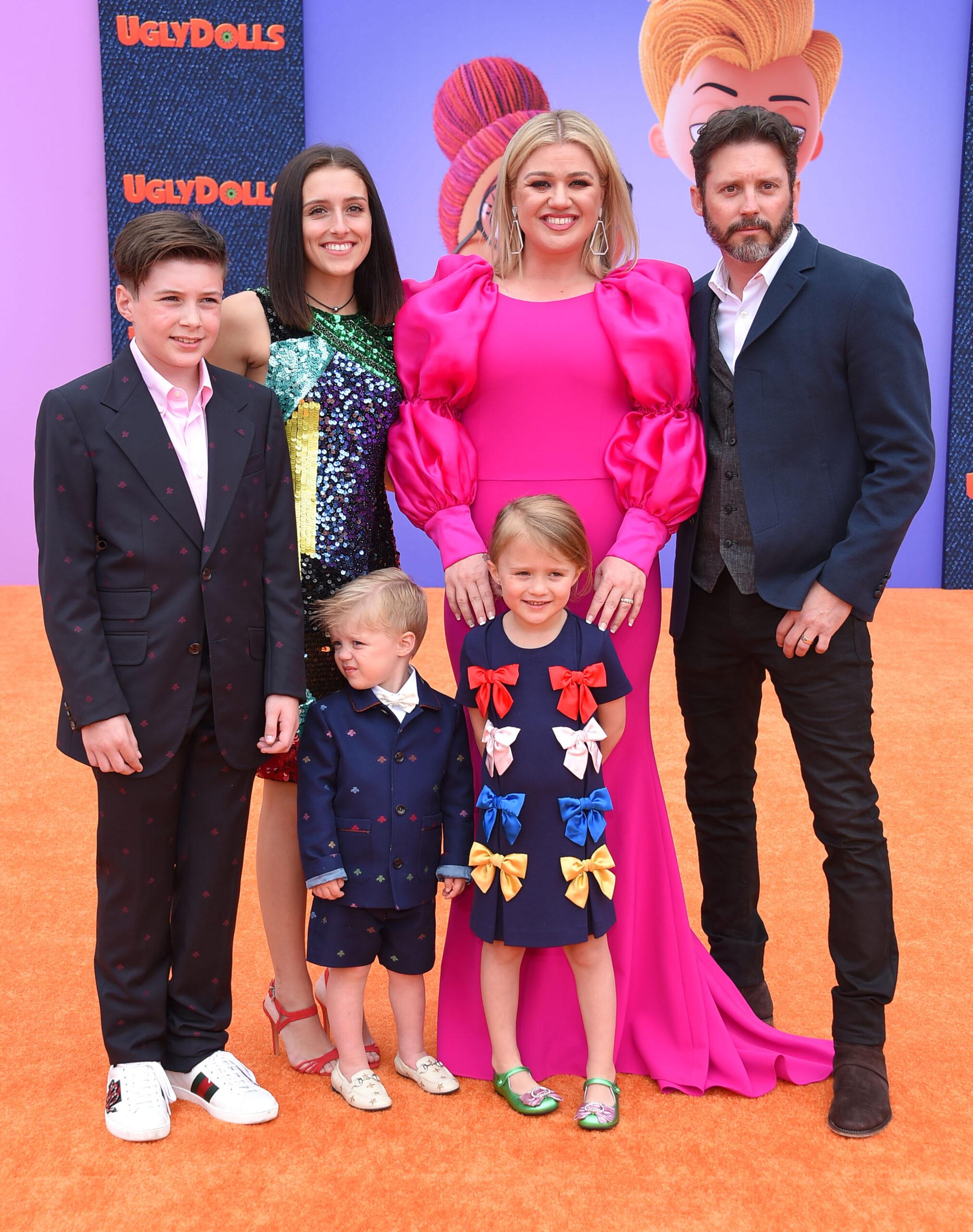 Kelly Clarkson and ex-husband Brandon Blackstock with their blended family