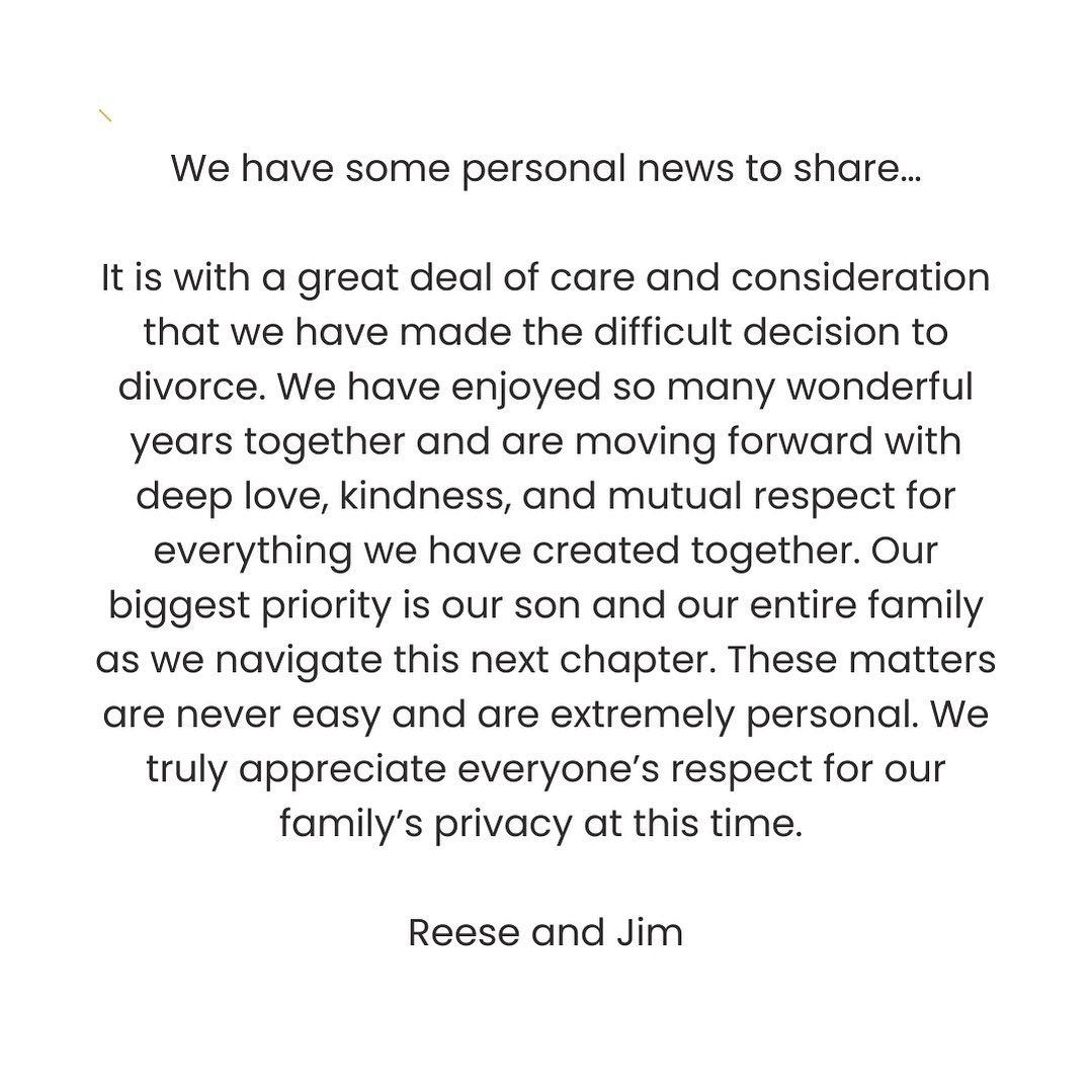 Reese Witherspoon divorce statement
