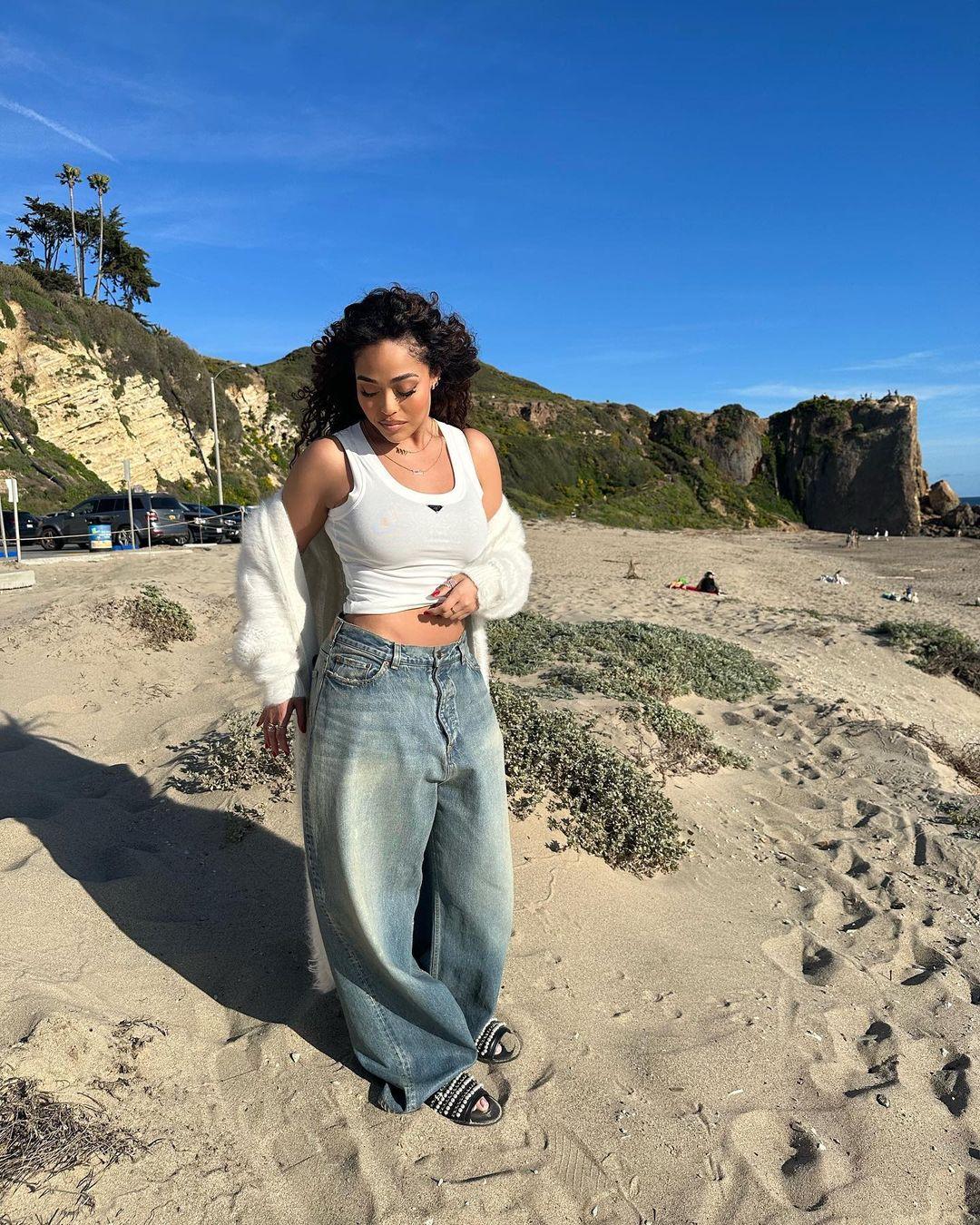 Jordyn Woods Forgets Nip Covers, Dodges Ozempic Accusations During Beach Day