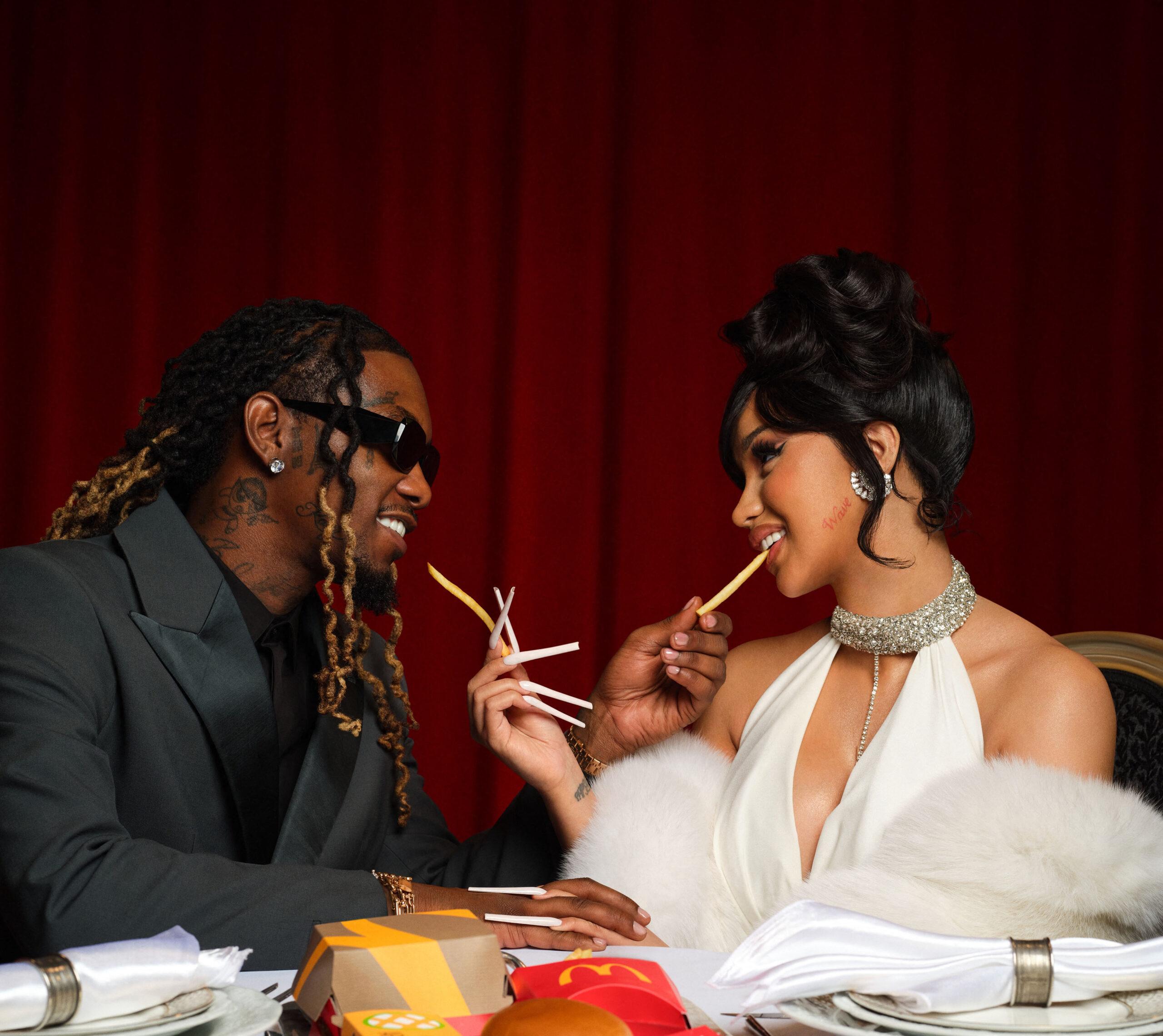 Cardi B and Offset get romantic with a kiss as they launch their date-night McDonald s meal on Valentine s Day
