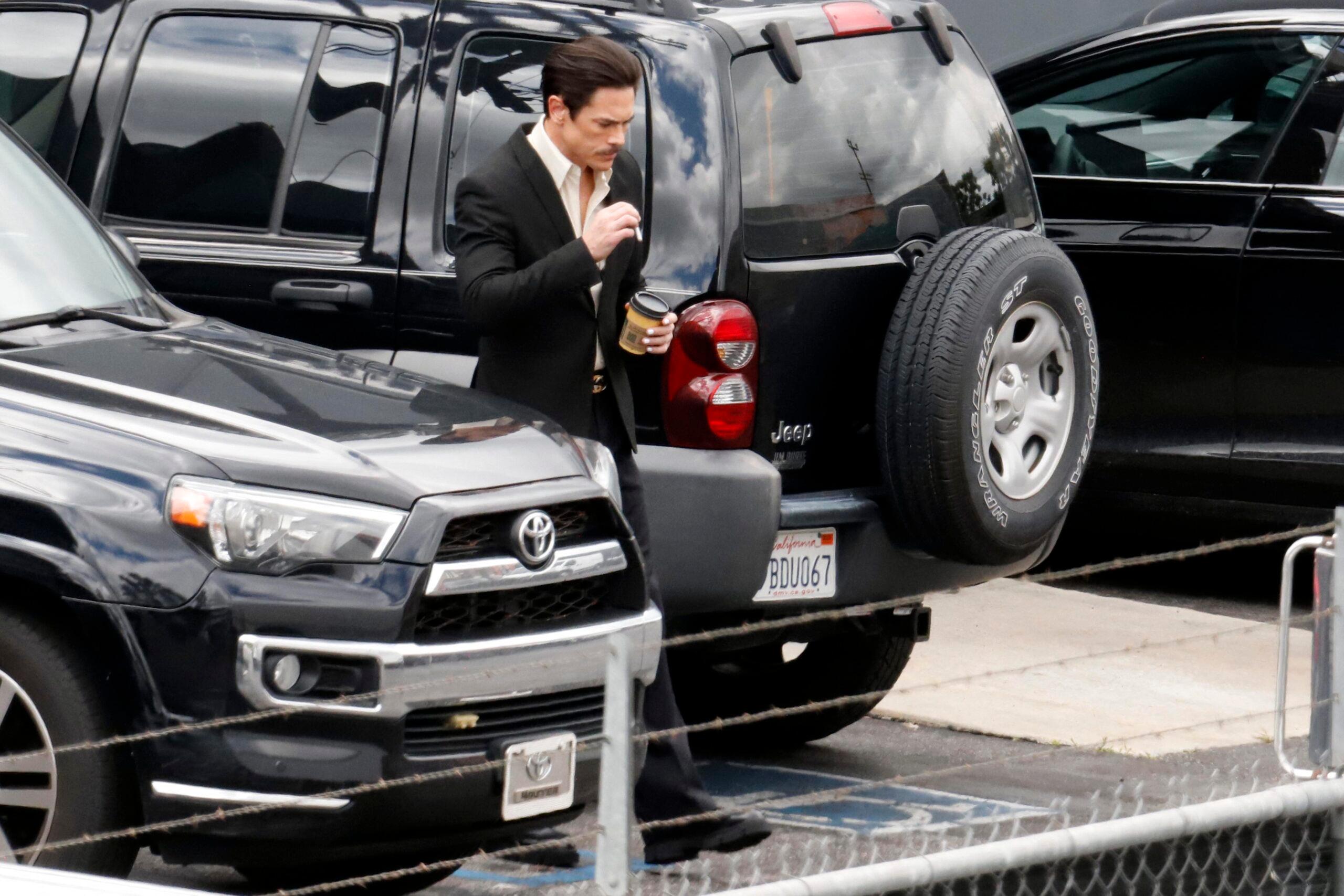 NO TV Tom Sandoval is seen taking a smoke break while filming Vanderpump Rules reunion segment in Los Angeles