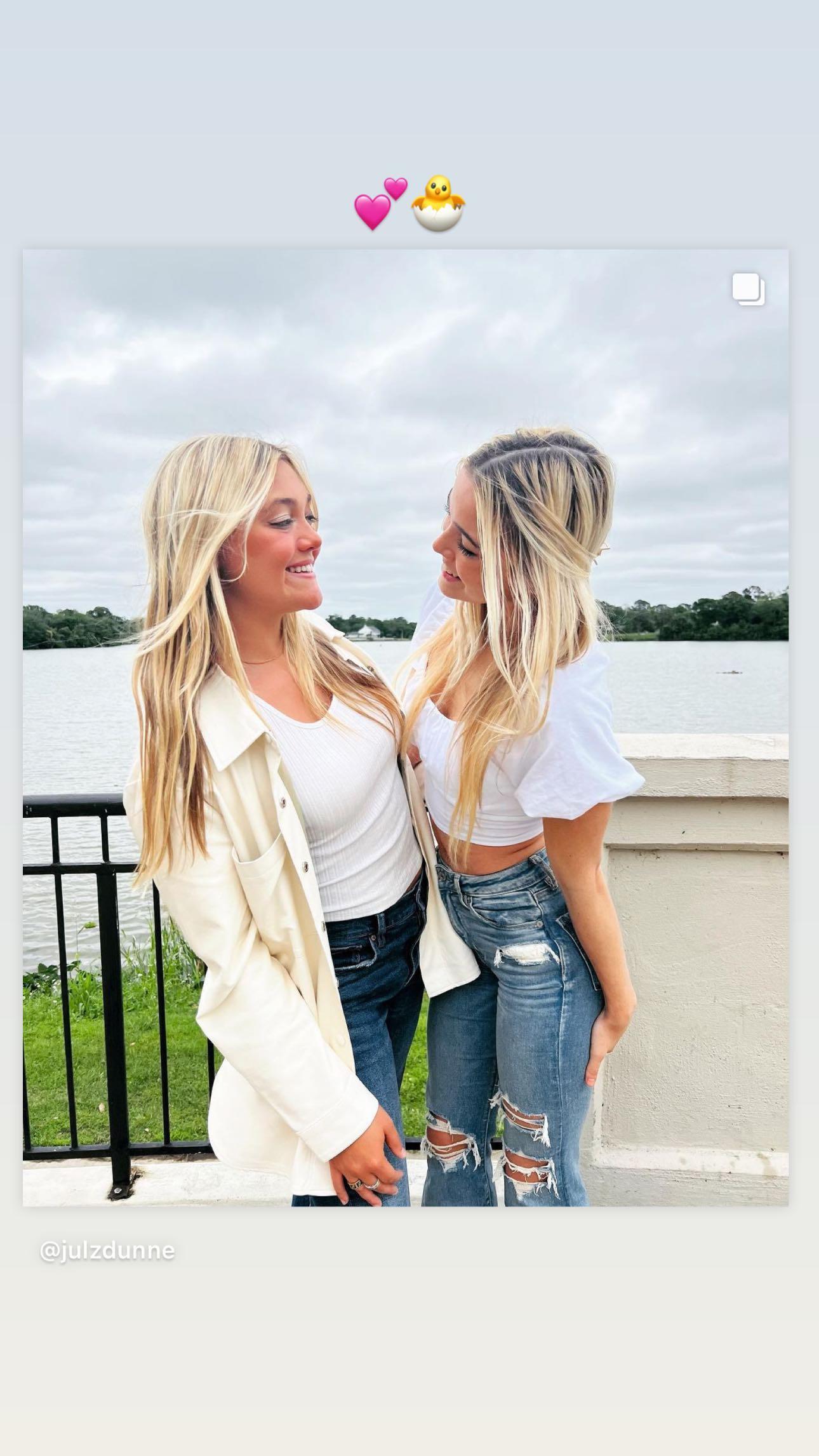 Olivia Dunne posing with her sister Julz.