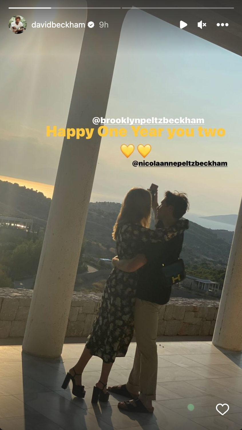 David Beckham celebrates Brooklyn Beckham and Nicola Peltz anniversary