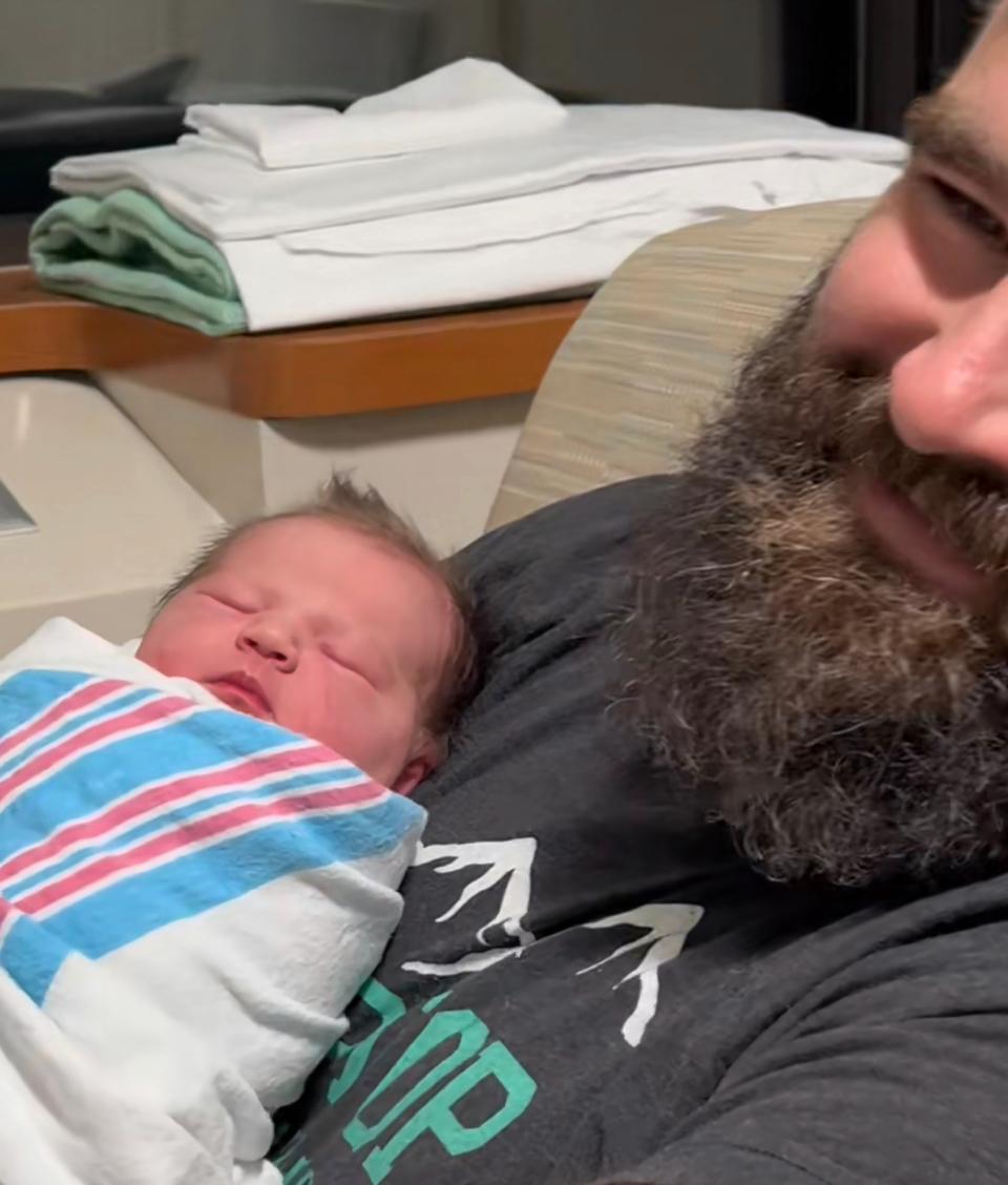 Jason Kelce and new baby 