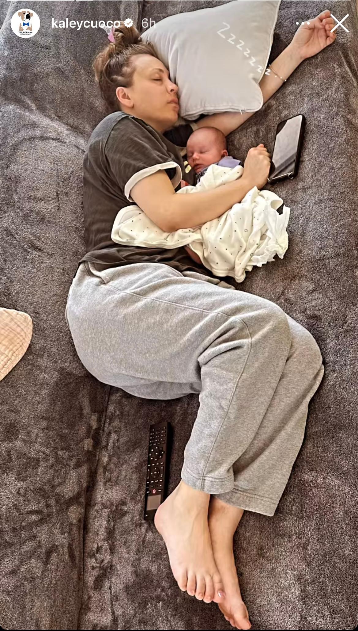 Kaley Cuoco cuddles daughter in new pics