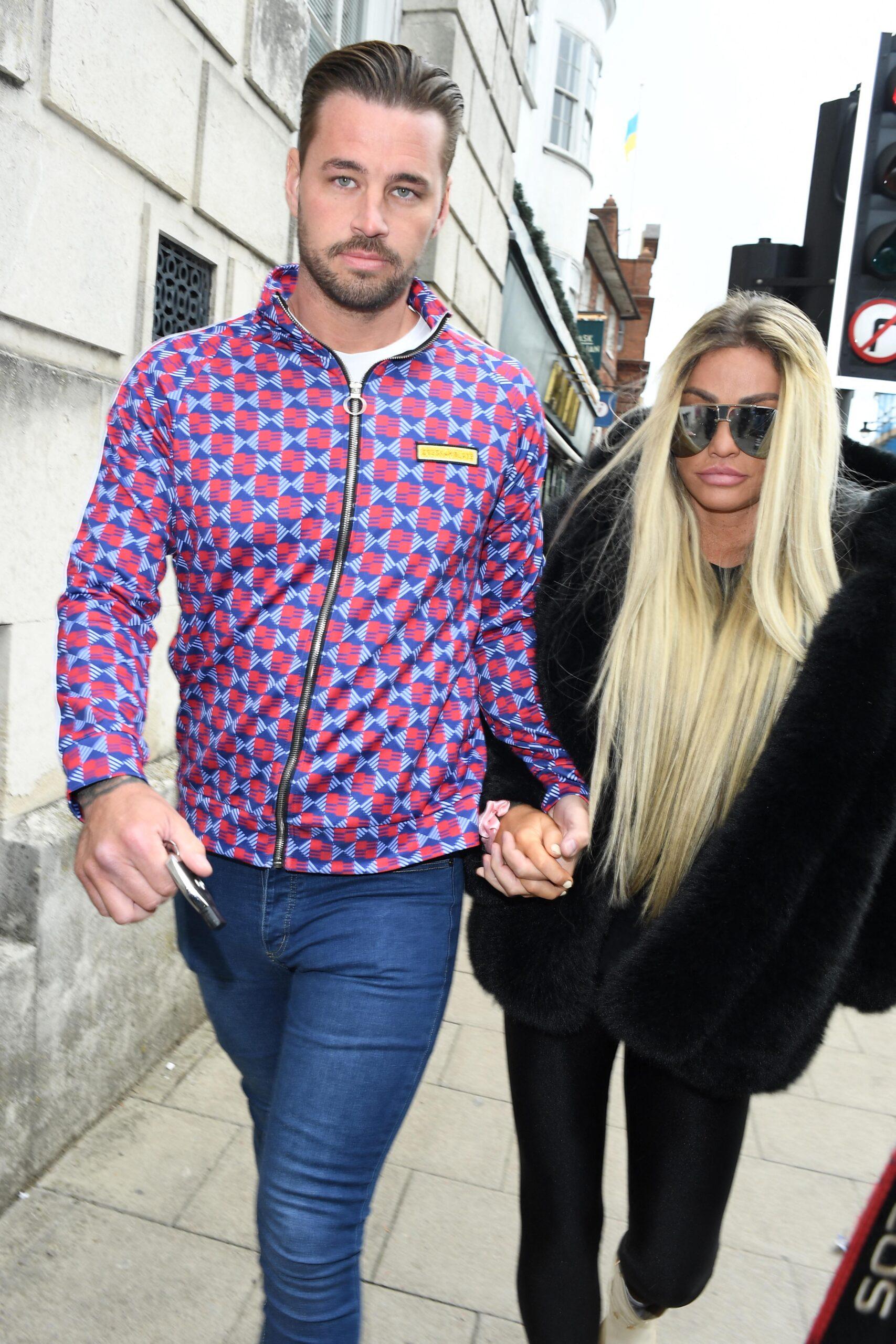 Katie Price and Carl Woods arriving at Lewes Crown Court