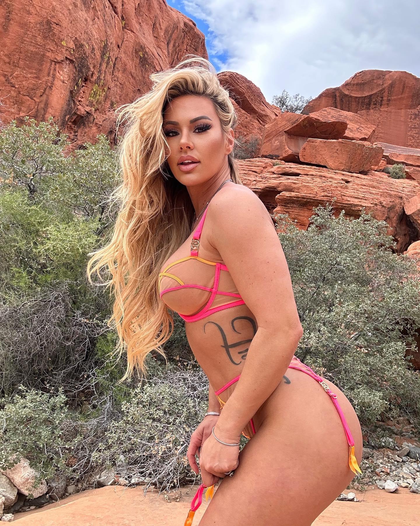 Kindly Myers poses at Red Rock Canyon