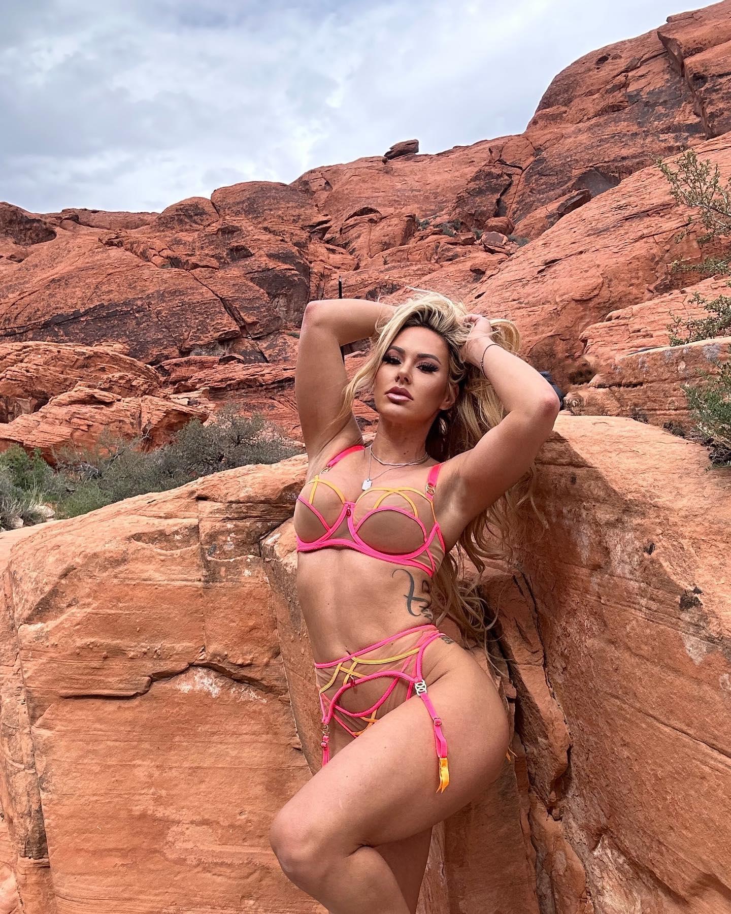 Kindly Myers poses at Red Rock Canyon