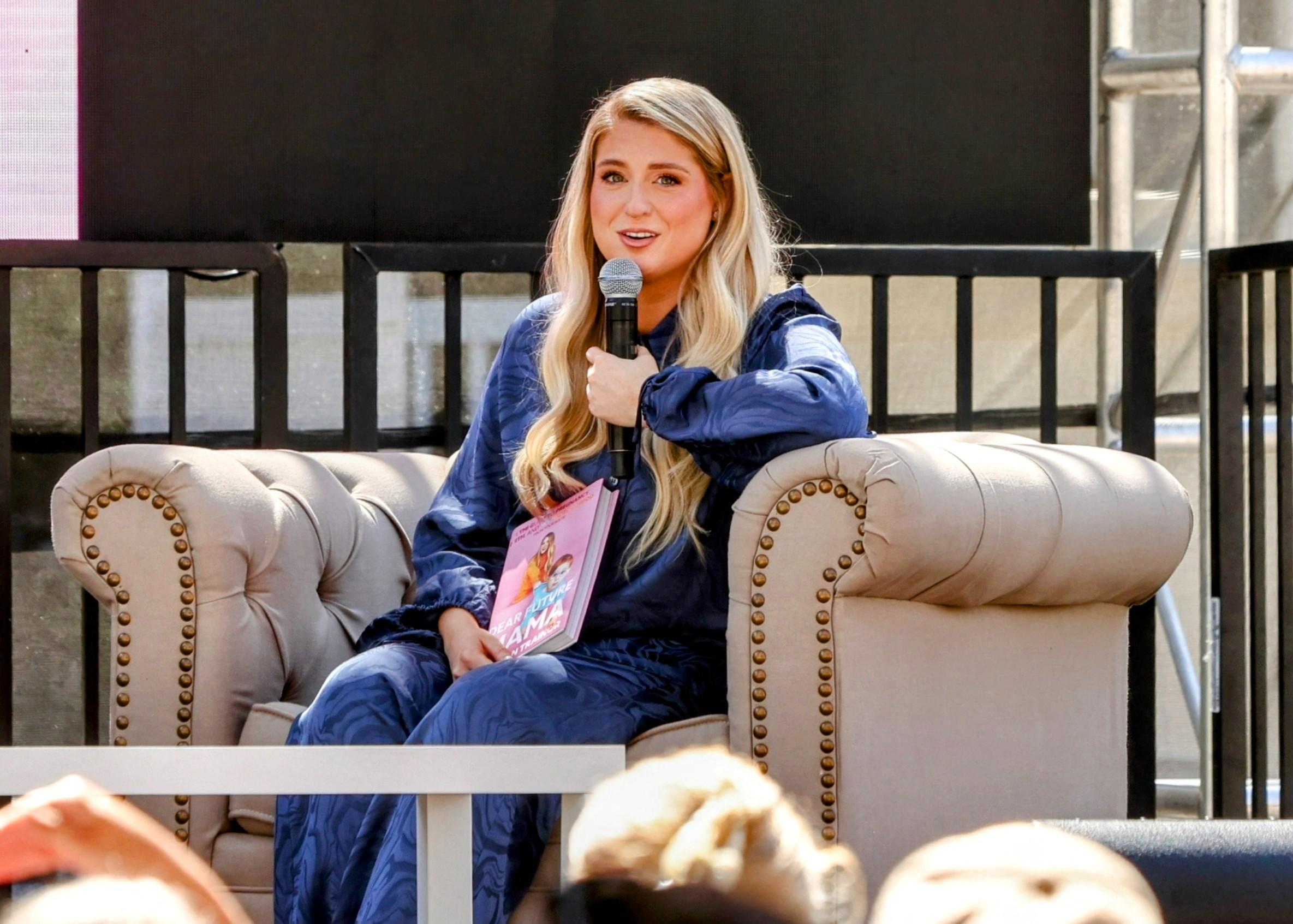 Meghan Trainor is seen reading book to audience at the Los Angeles Book Fair at USC campus