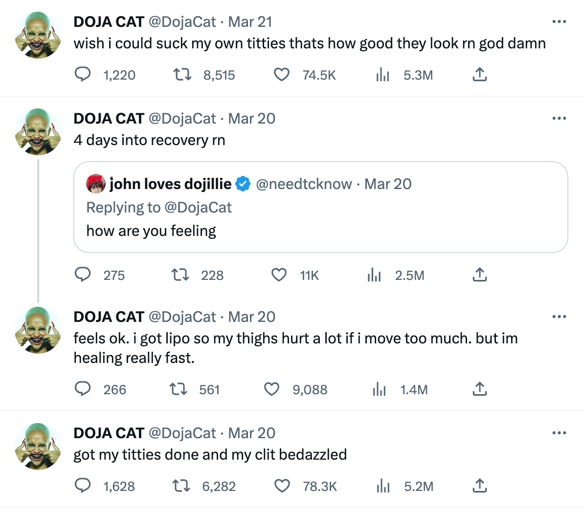 Doja Cat Is "Much Happier' With Natural Beauty Even Though She Got A Few Tweaks