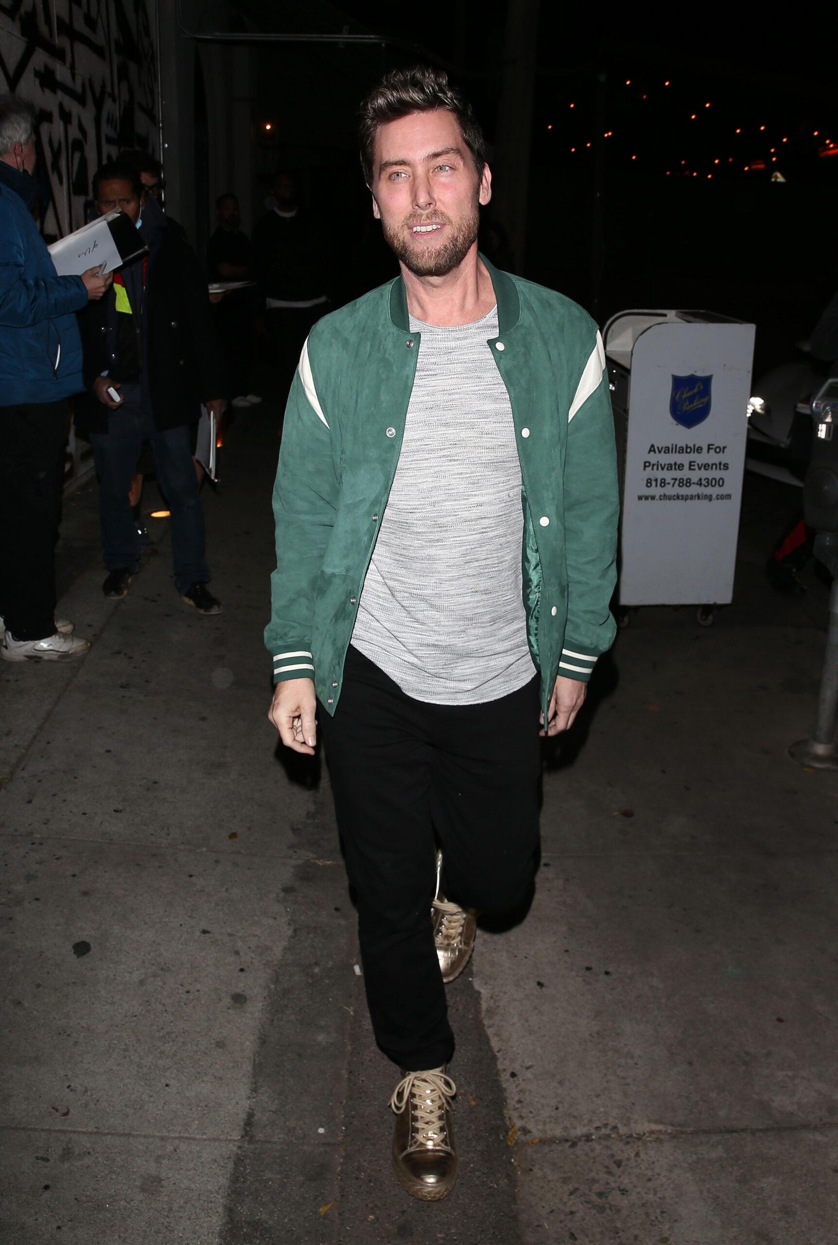 Lance Bass seen leaving dinner at Craigs Restaurant in West Hollywood CA