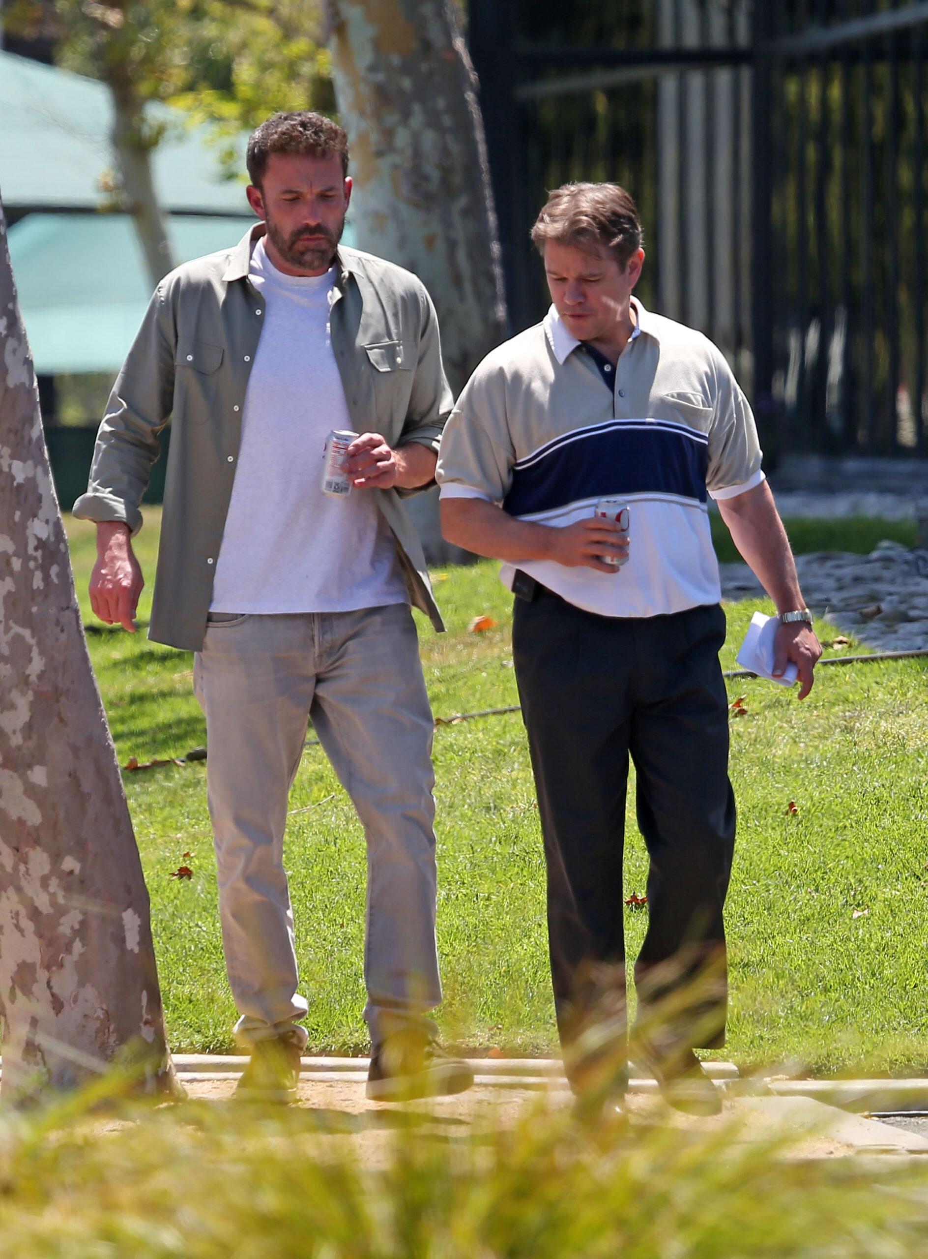 Ben Affleck and Matt Damon are seen on the set of their new movie