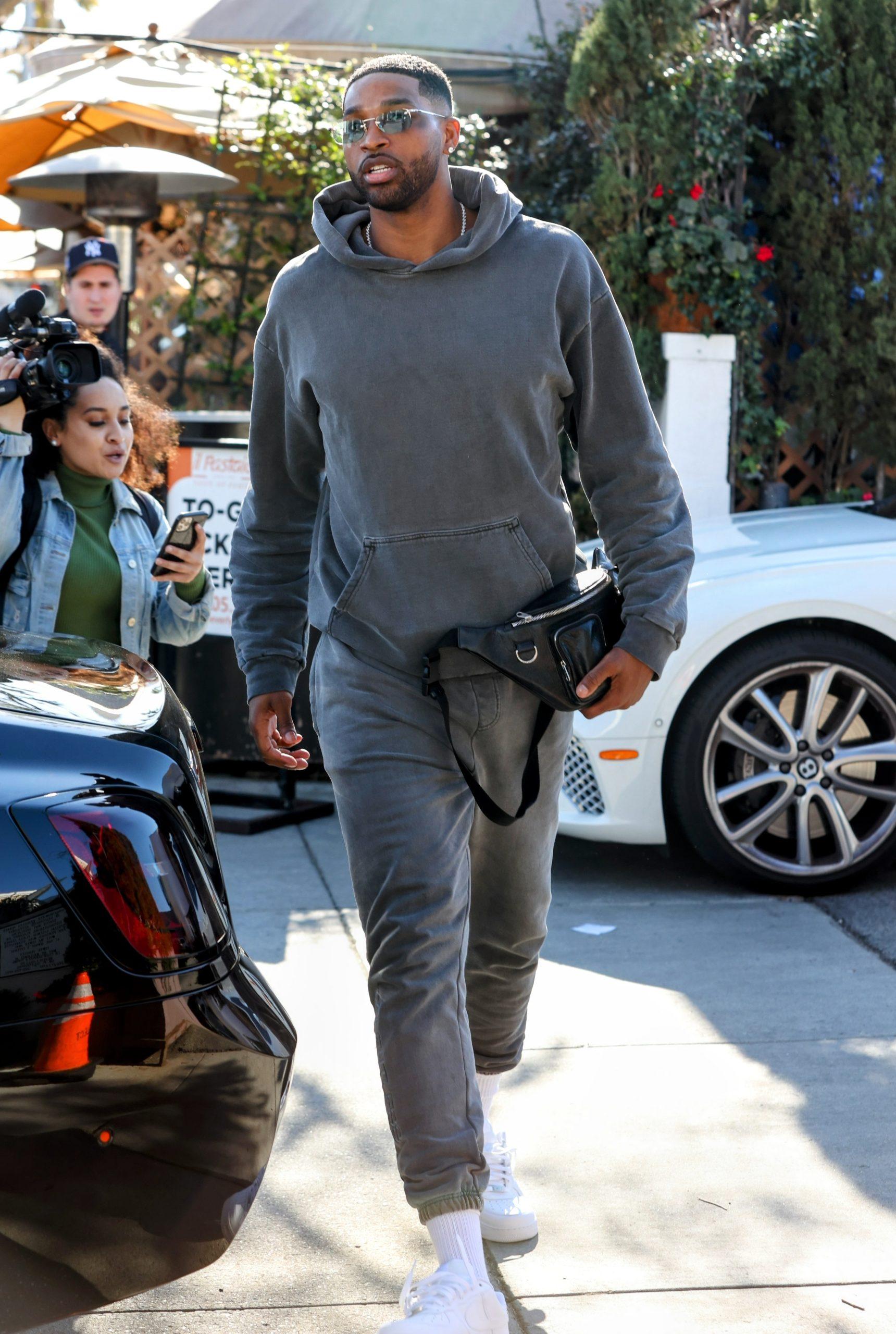 Tristan Thompson is seen out for lunch at Il Pastio