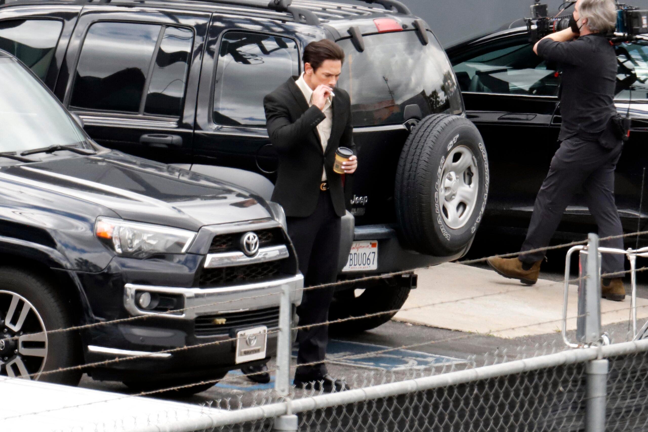 Tom Sandoval is seen taking a smoke break while filming Vanderpump Rules reunion segment in Los Angeles