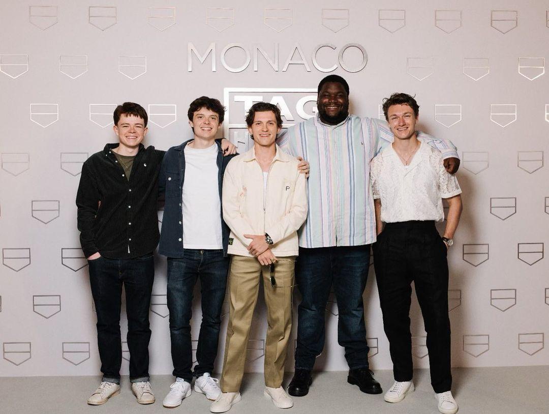 Tom Holland with his brothers and a friend at Monaco GP