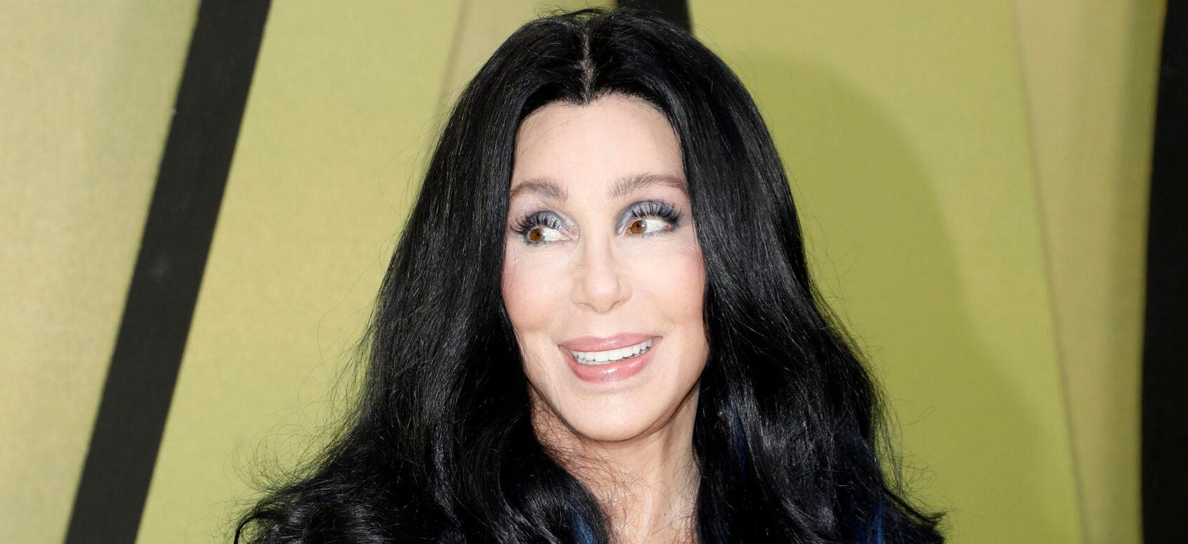 Cher at the Versace FW23 Show at the Pacific Design Center on March 9, 2023 in West Hollywood