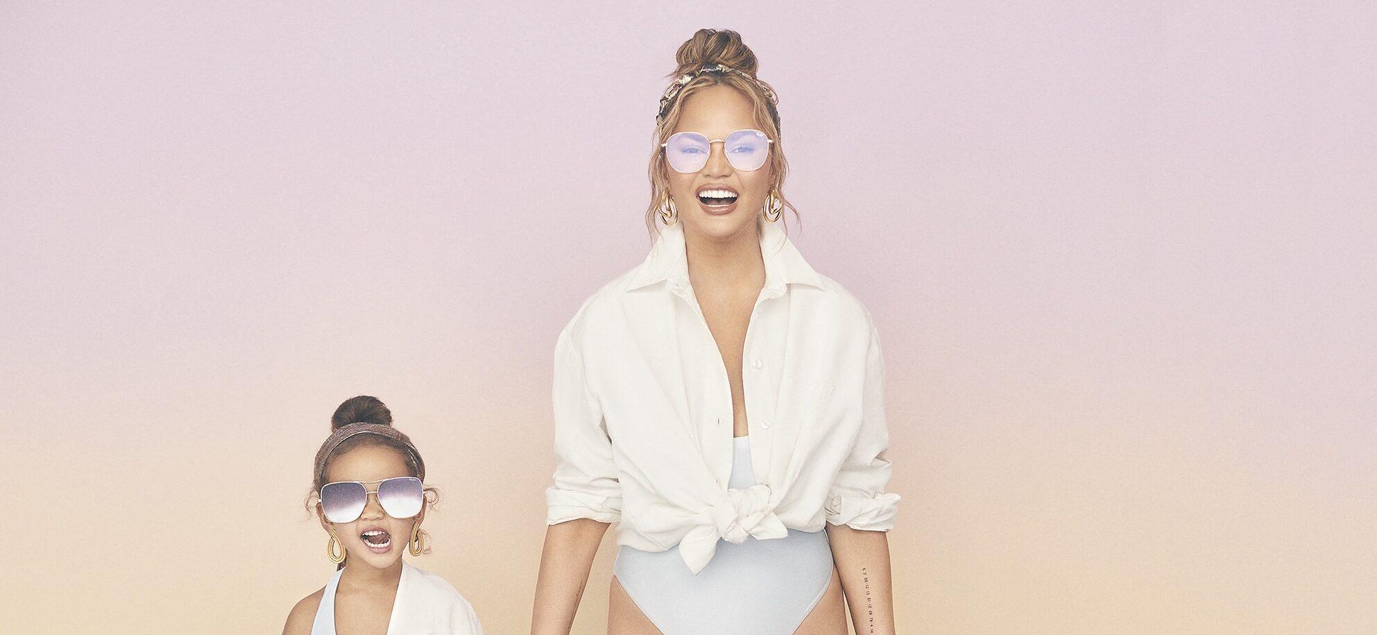 Chrissy Teigen models new QUAY sunglasses collection along with her daughter Luna, aged 3