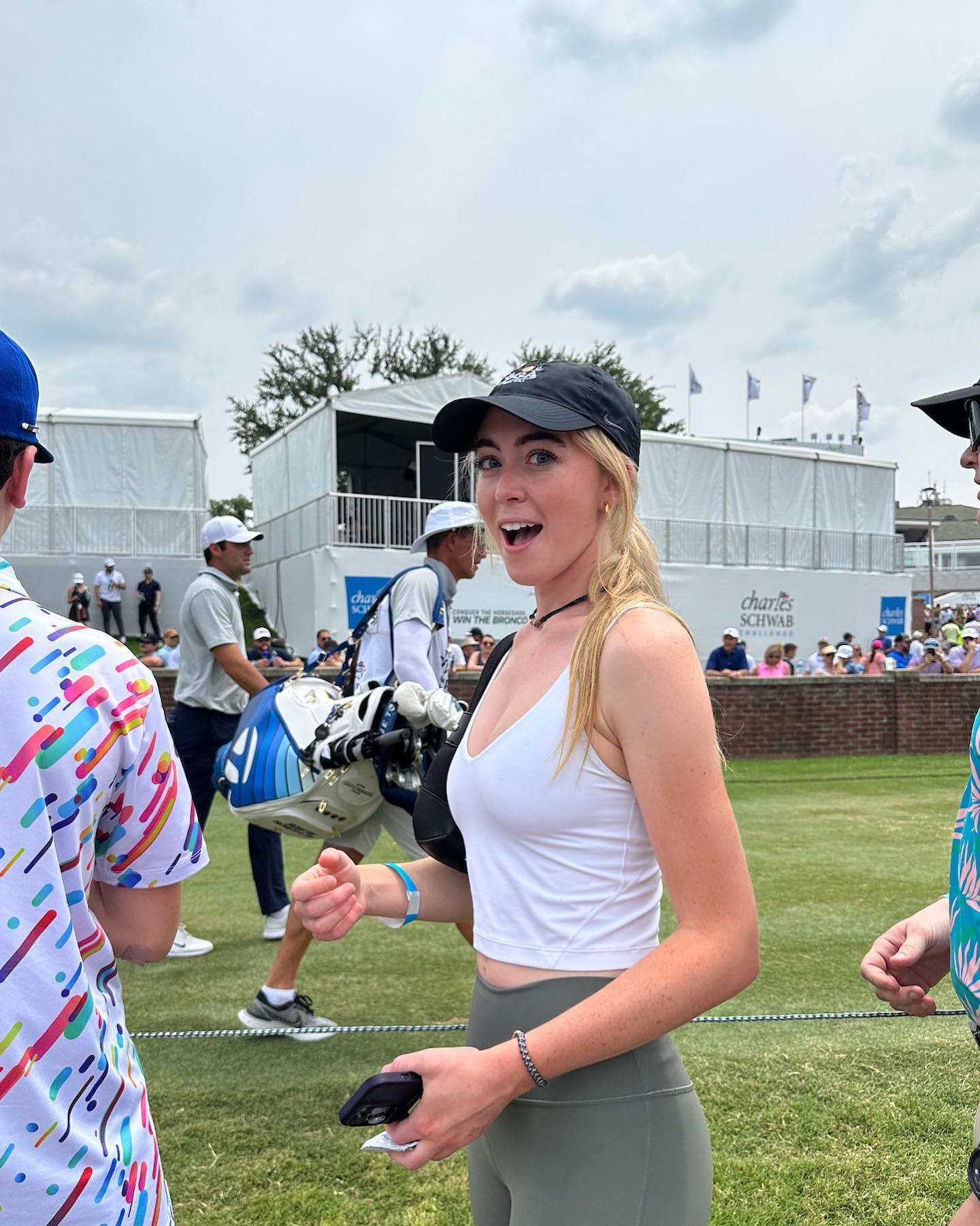 Grace Charis appears at the Charles Schwab Challenge crowd