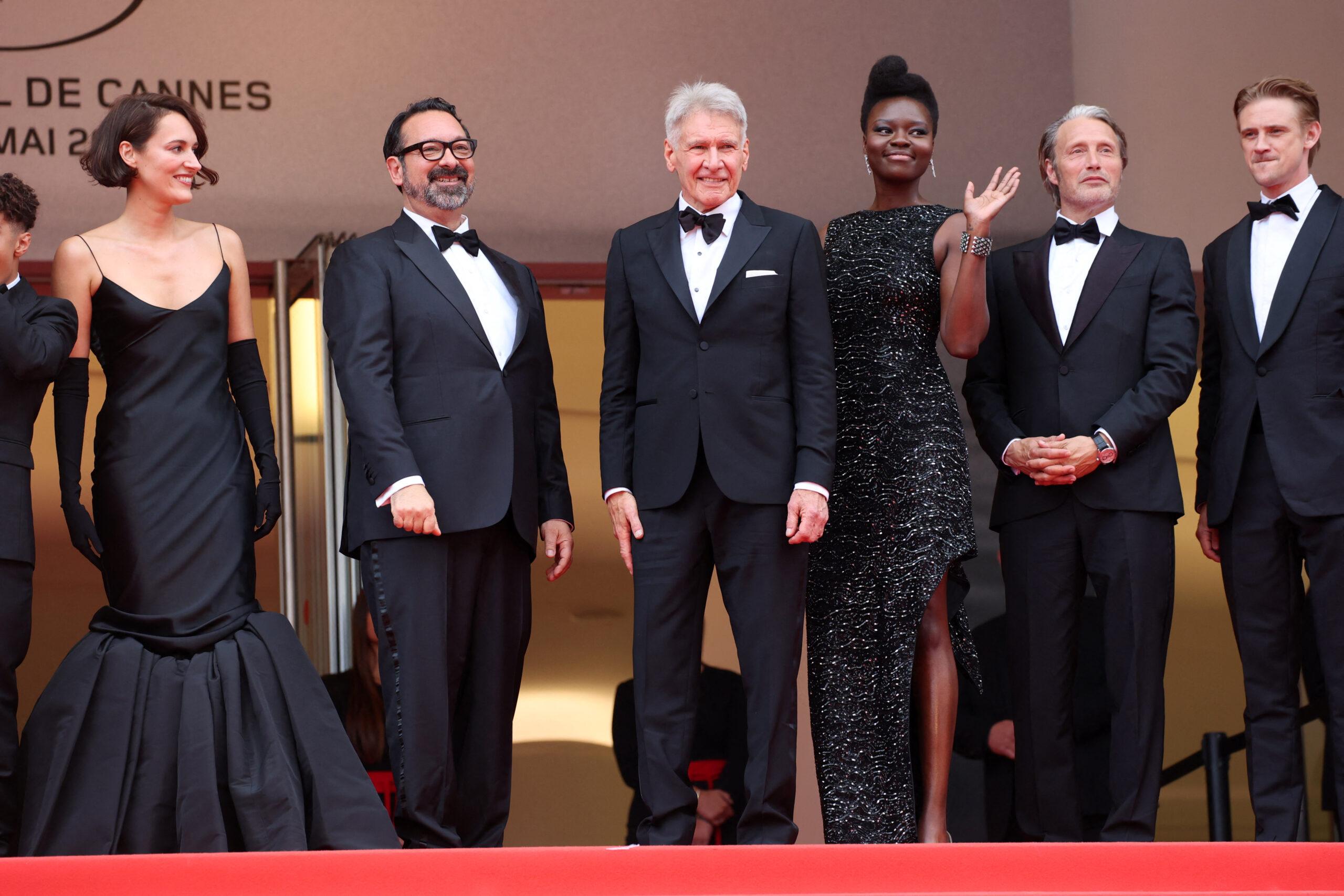 Indiana Jones And The Dial Of Destiny" red carpet during the 76th annual Cannes film festival at Palais des Festivals on May 18, 2023 in Cannes, France. 18 May 2023 Pictured: Kathleen Kennedy, Ethann Isidore, Phoebe Waller-Bridge, James Mangold, Shaunette Renée Wilson, Boyd Holbrook, Mads Mikkelsen, Frank Marshall, Harrison Ford. Photo credit: KCS Presse / MEGA TheMegaAgency.com +1 888 505 6342 (Mega Agency TagID: MEGA983453_087.jpg) [Photo via Mega Agency]