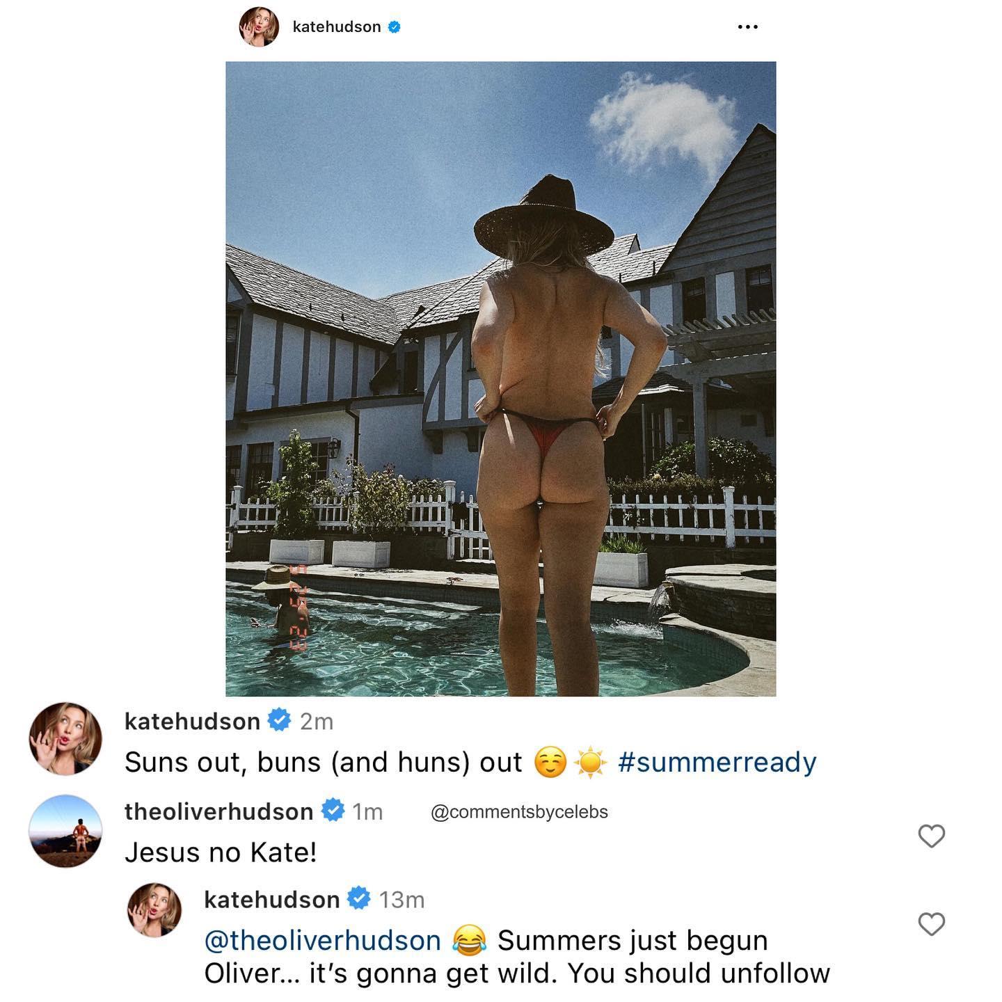 Kate Hudson Teases ‘Wild’ Summer Sunbathing Topless In Thong Bikini