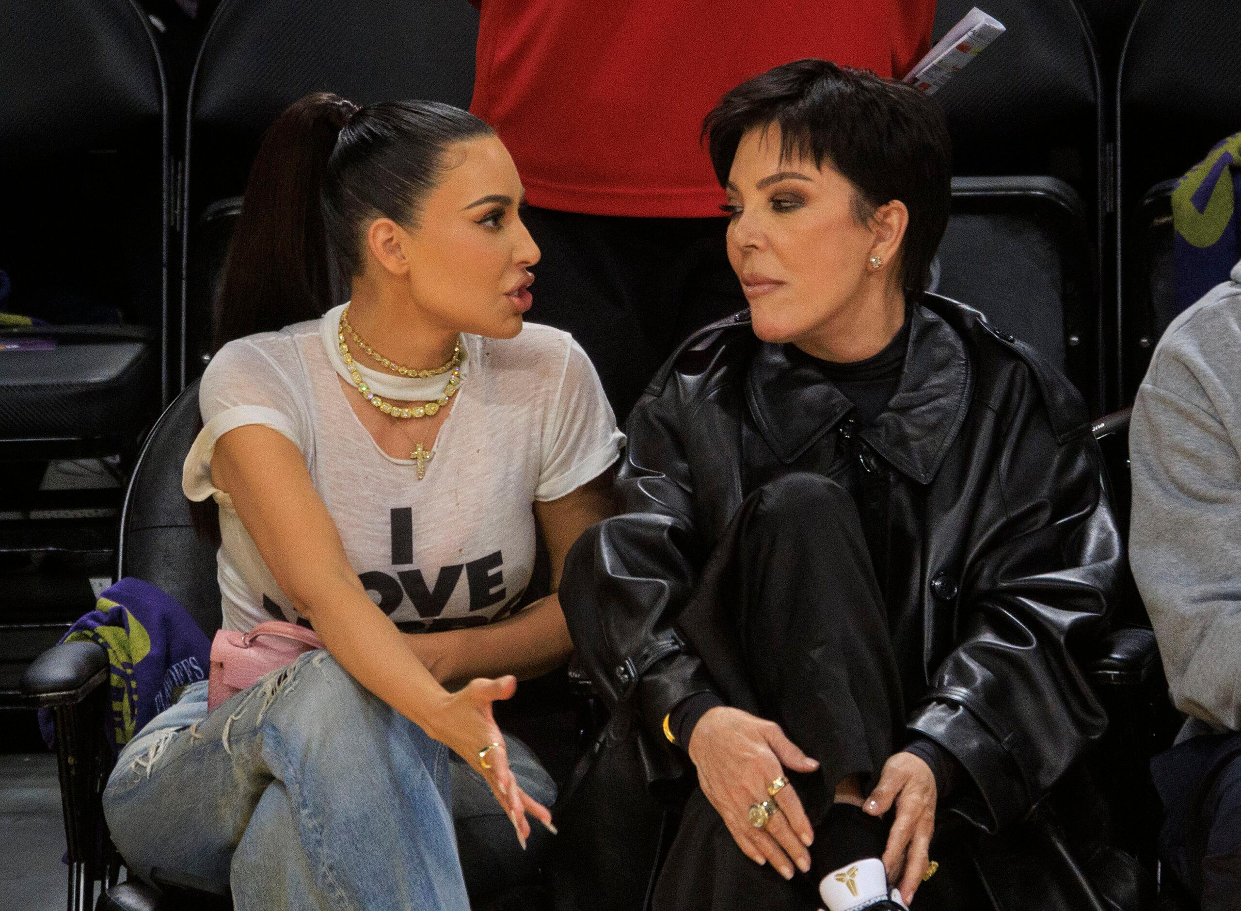 Kim Kardashian and mom Kris Jenner at Lakers vs. Warriors Game 4