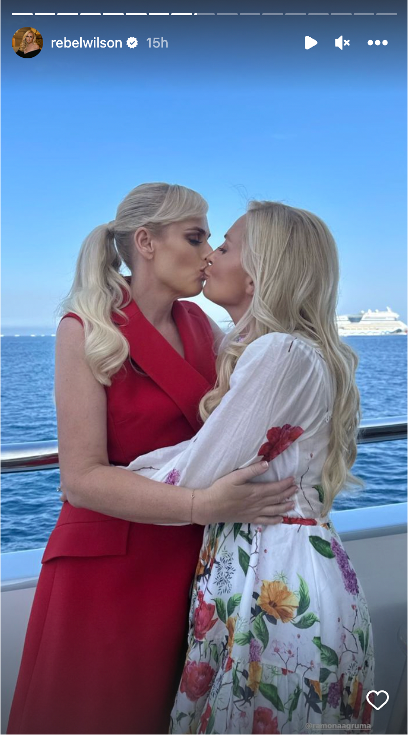 Rebel Wilson and fiancée Ramona Agruma kiss