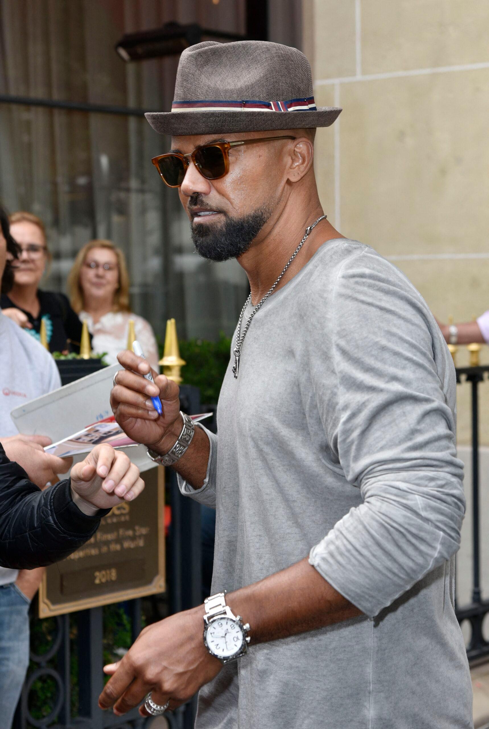 Actor Shemar Moore leaves the Royal Monceau Hotel