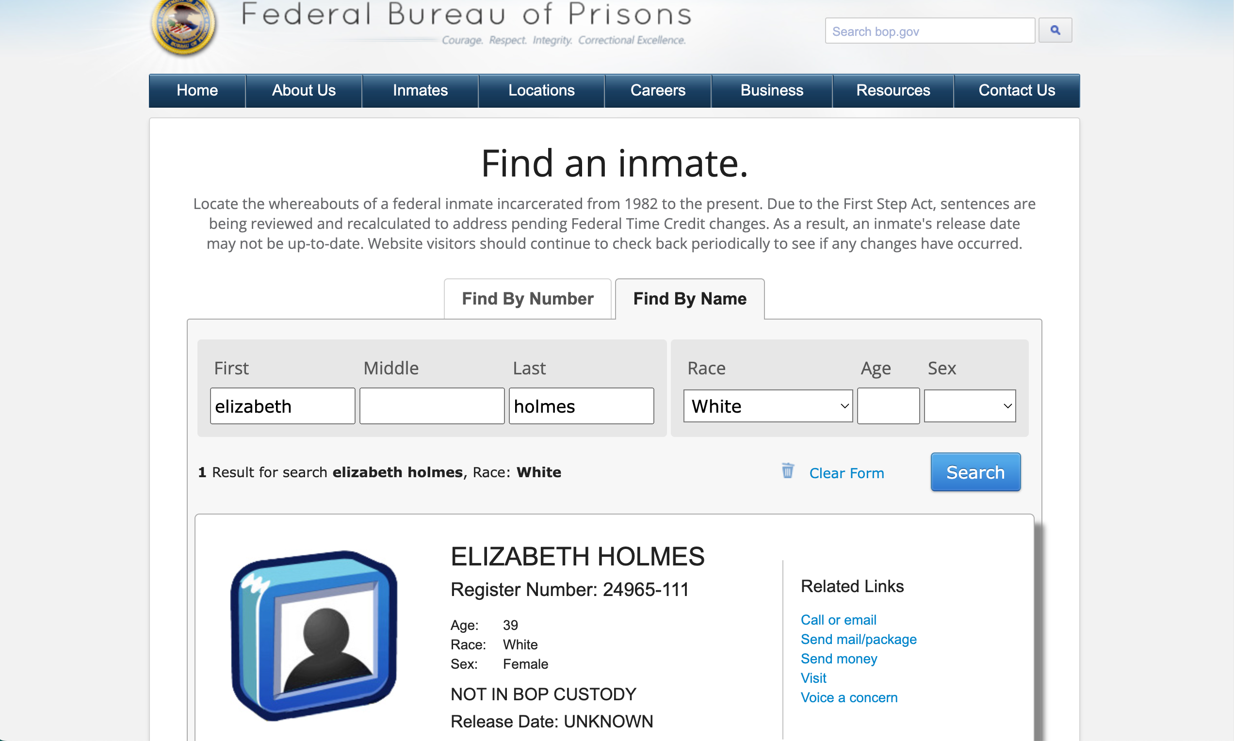 Elizabeth holmes in jail