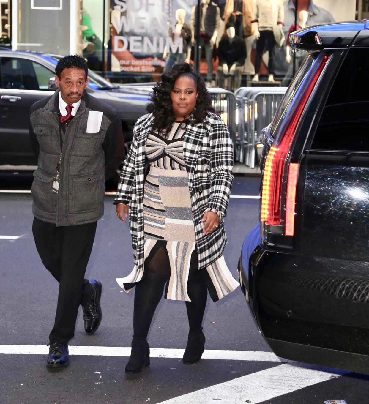 Amber Riley seen arriving to Good Morning America