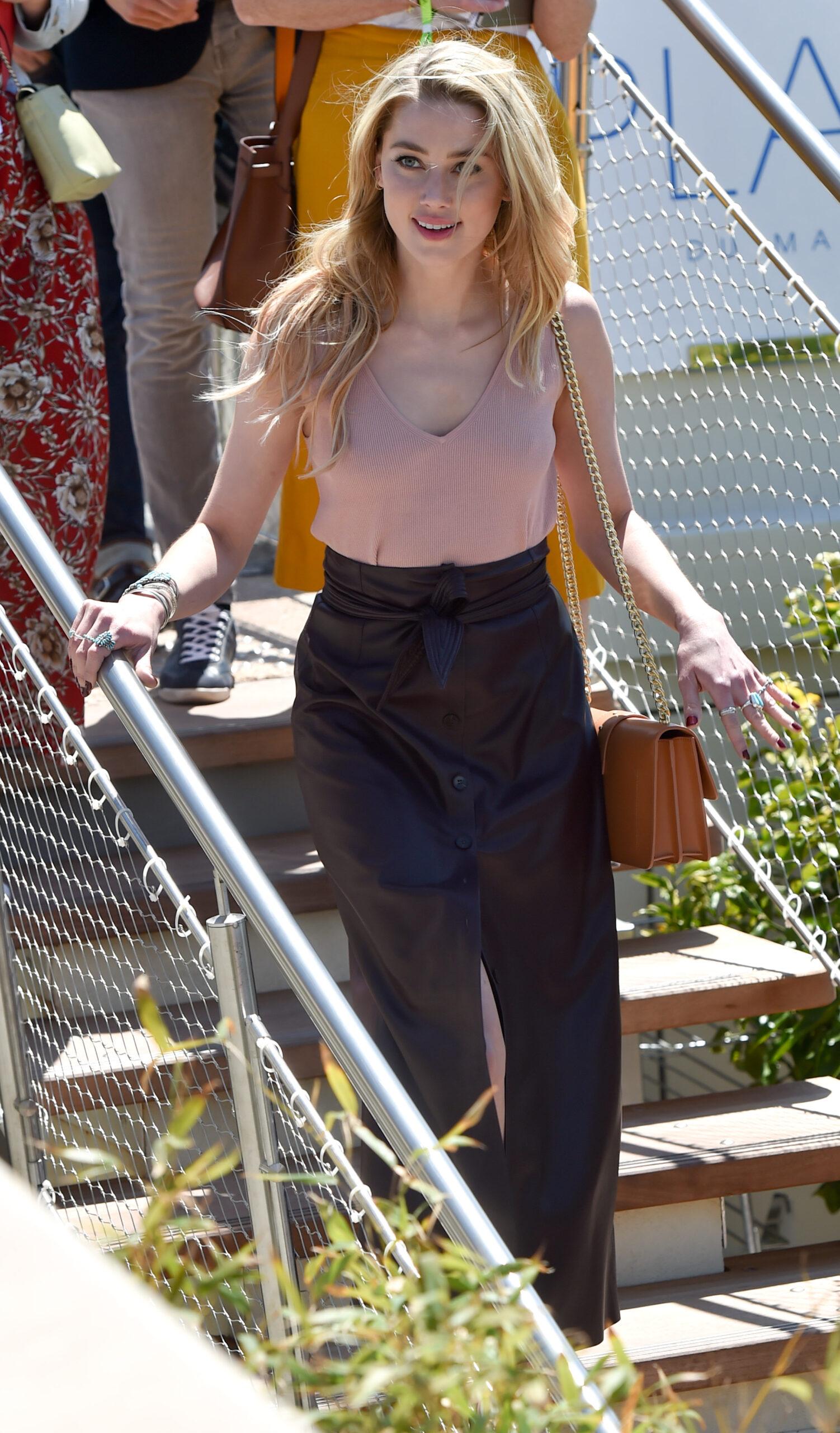 Amber Heard is seen at the Martinez beach club in Cannes