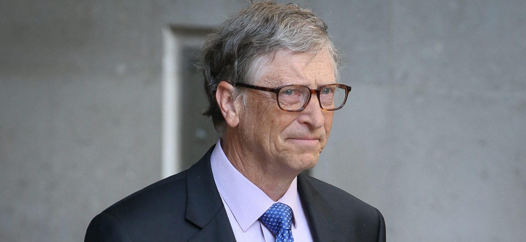 Bill Gates seen leaving BBC Radio Studios after being interviewed fighting against malaria - London