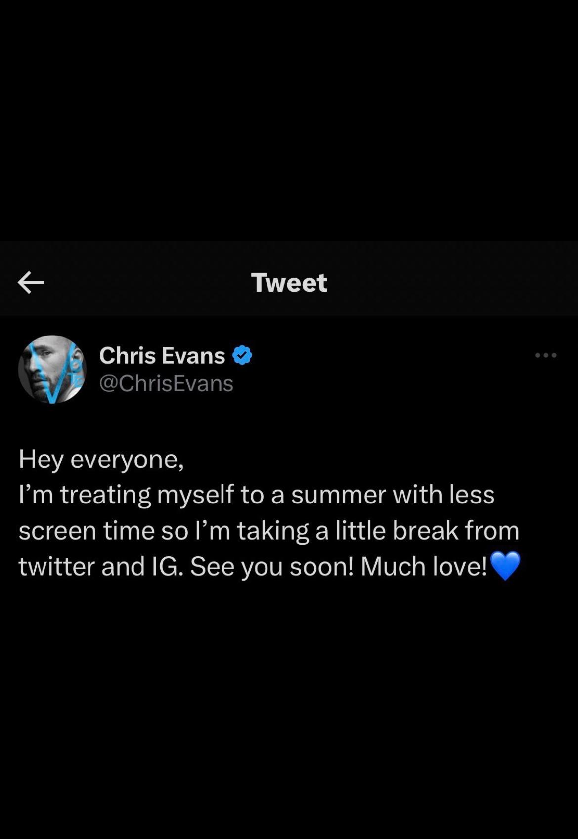 Chris Evans deactivates Twitter