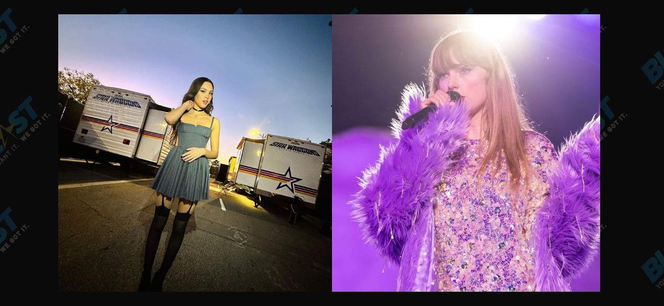 Olivia Rodrigo and Taylor Swift collage