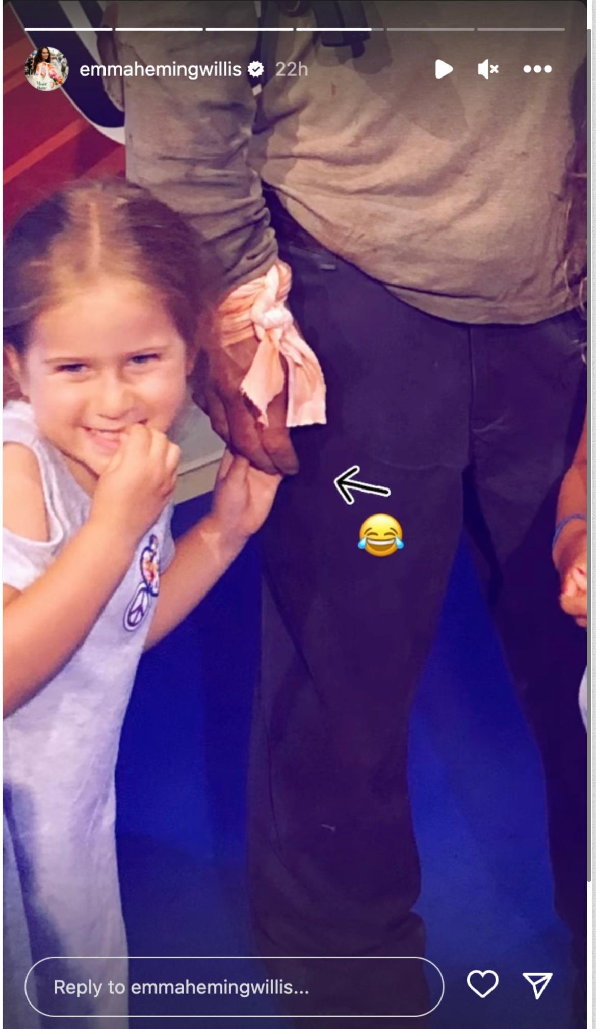 Emma Heming Willis and daughters visit Bruce Willis Madame Tussauds Wax figure