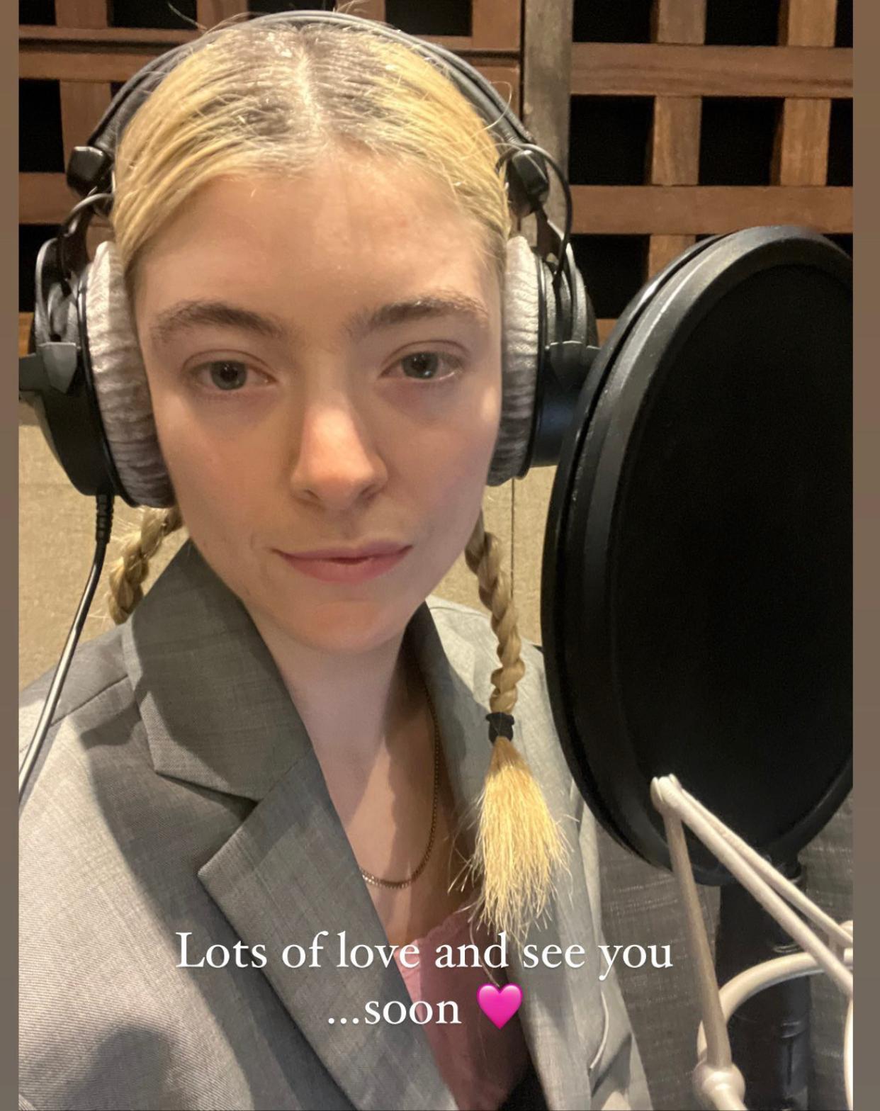 Lorde in the studio from her Instagram story. 