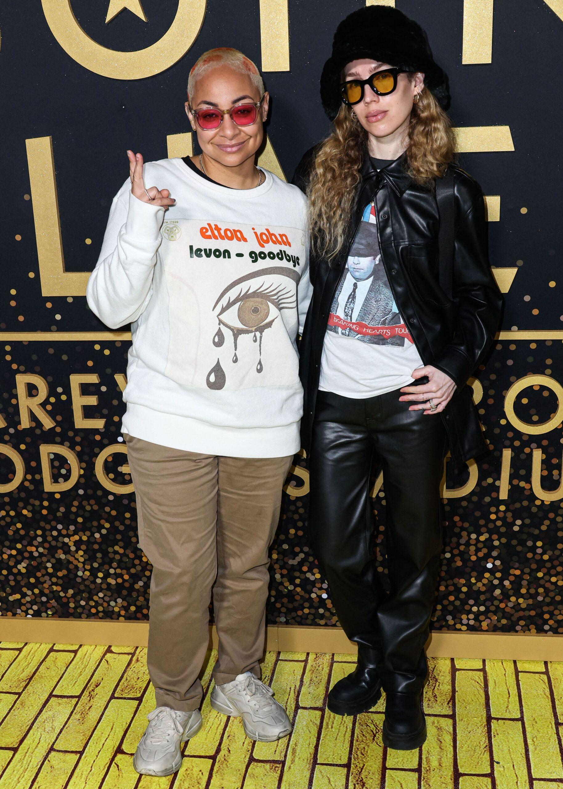 Raven-Symoné and wife Miranda Maday at Disney+'s 'Elton John Live: Farewell From Dodger Stadium' Yellow Brick Road Event
