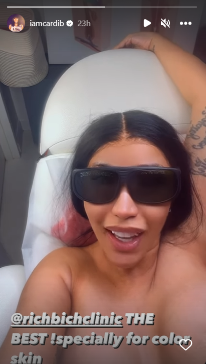 Cardi B smiles though painful laser body hair removal