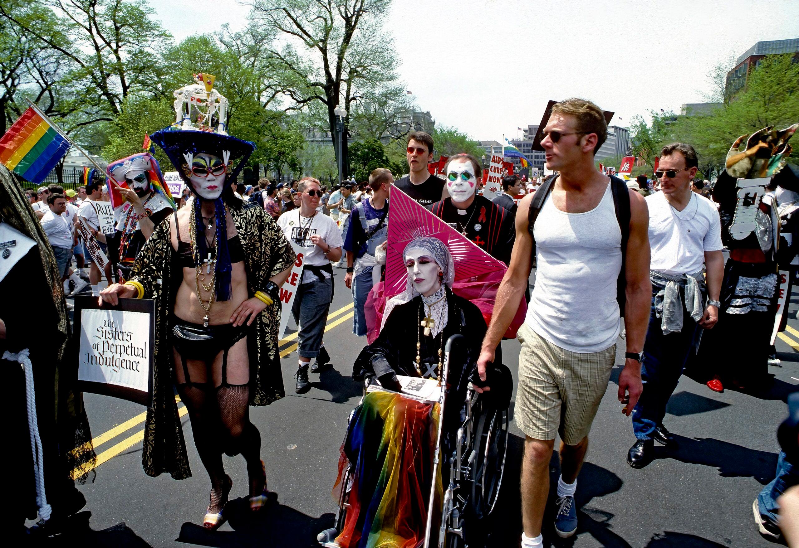 Sisters of Perpetual Indulgence participate in a march