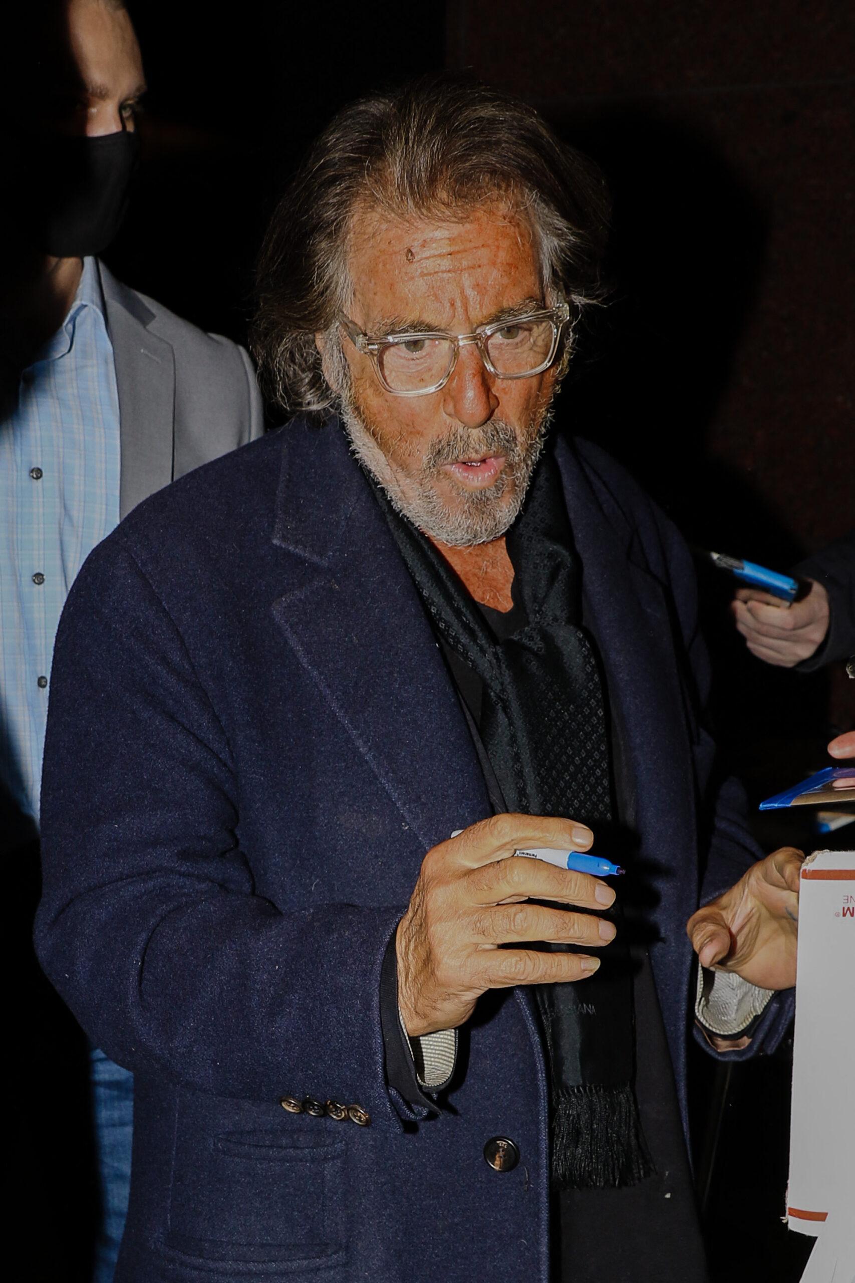 Al Pacino seen signing autographs for fans while out and about in NYC on Nov 15 2021