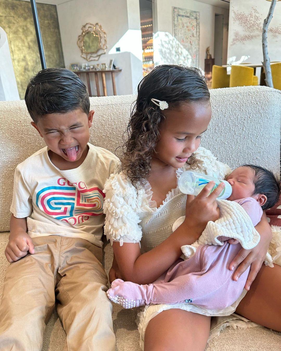 Chrissy Teigen & John Legend's children Luna and Miles with baby Wren Alexander