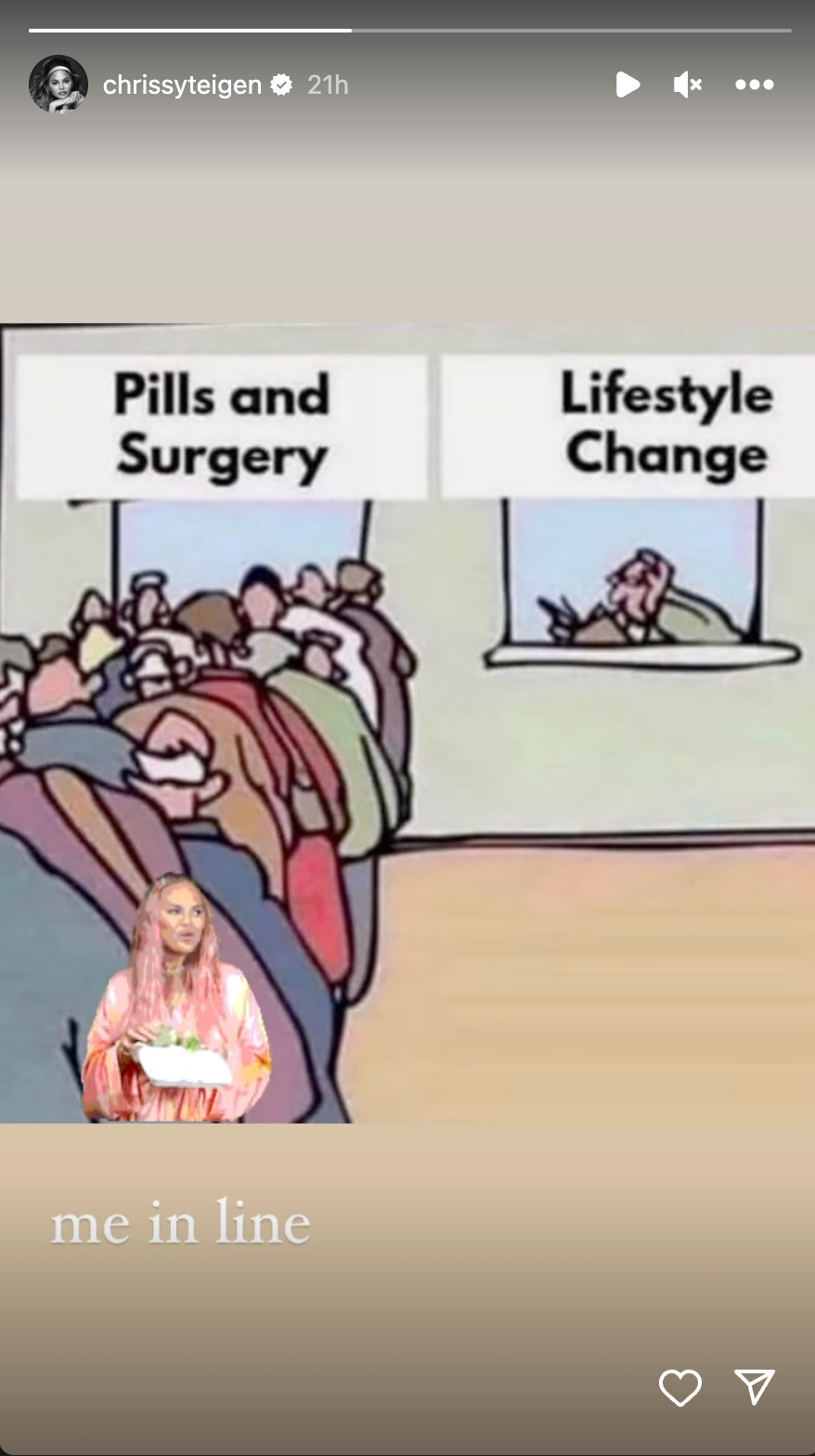 Chrissy Teigen plastic surgery and pills meme