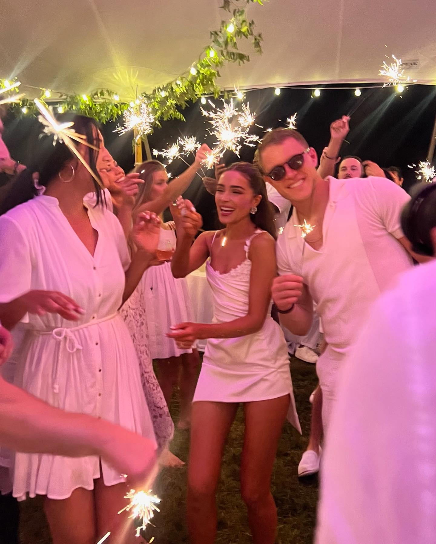 Christian McCaffrey and Olivia Culpo at engagement party