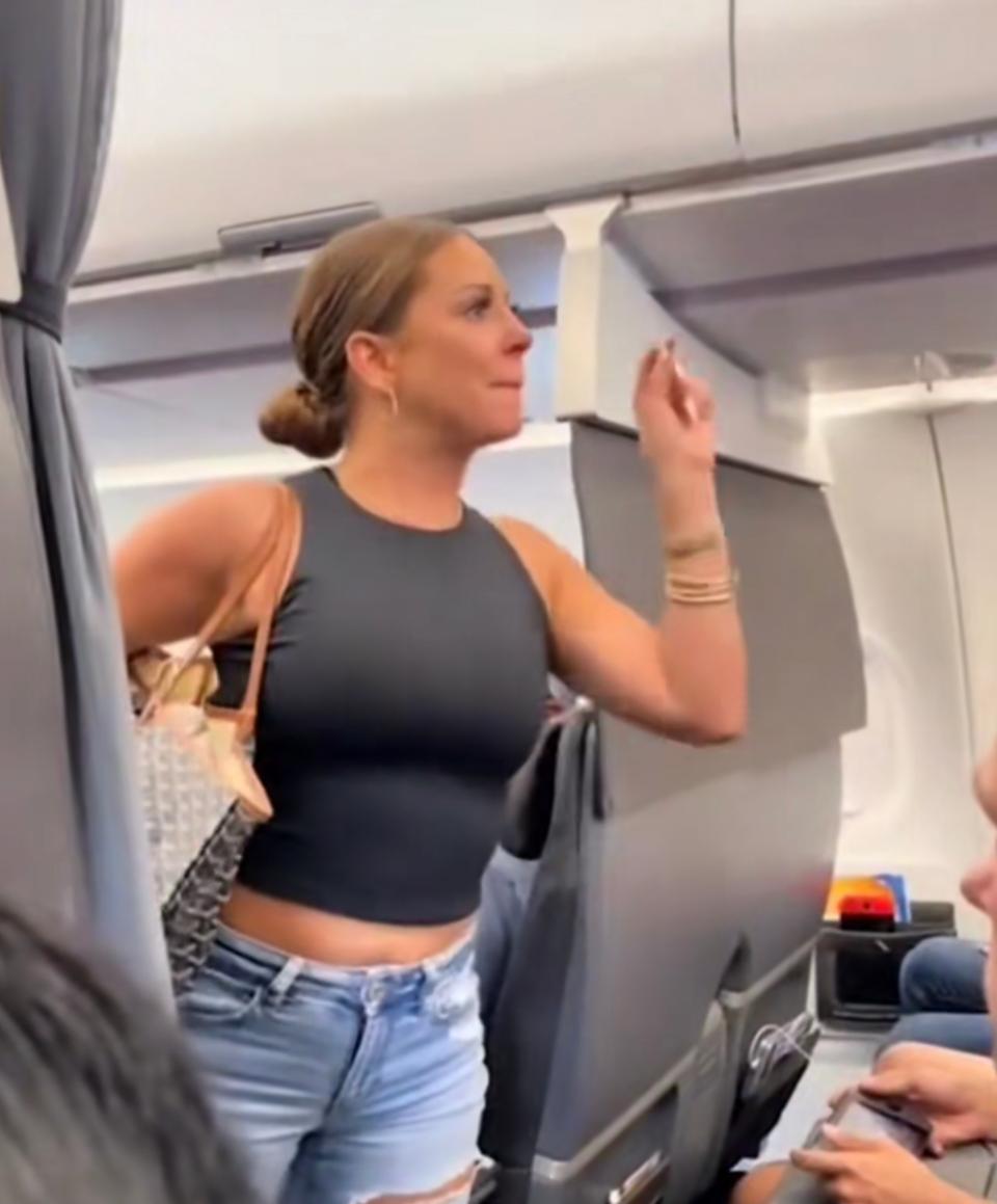 Lady freaks out on plane
