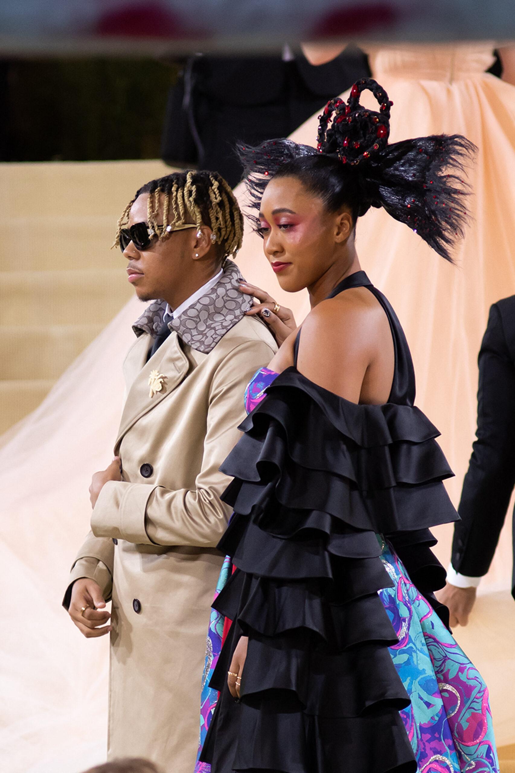 Naomi Osaka and Cordae at the 2021 Met Costume Gala Celebrating In America: A Lexicon Of Fashion