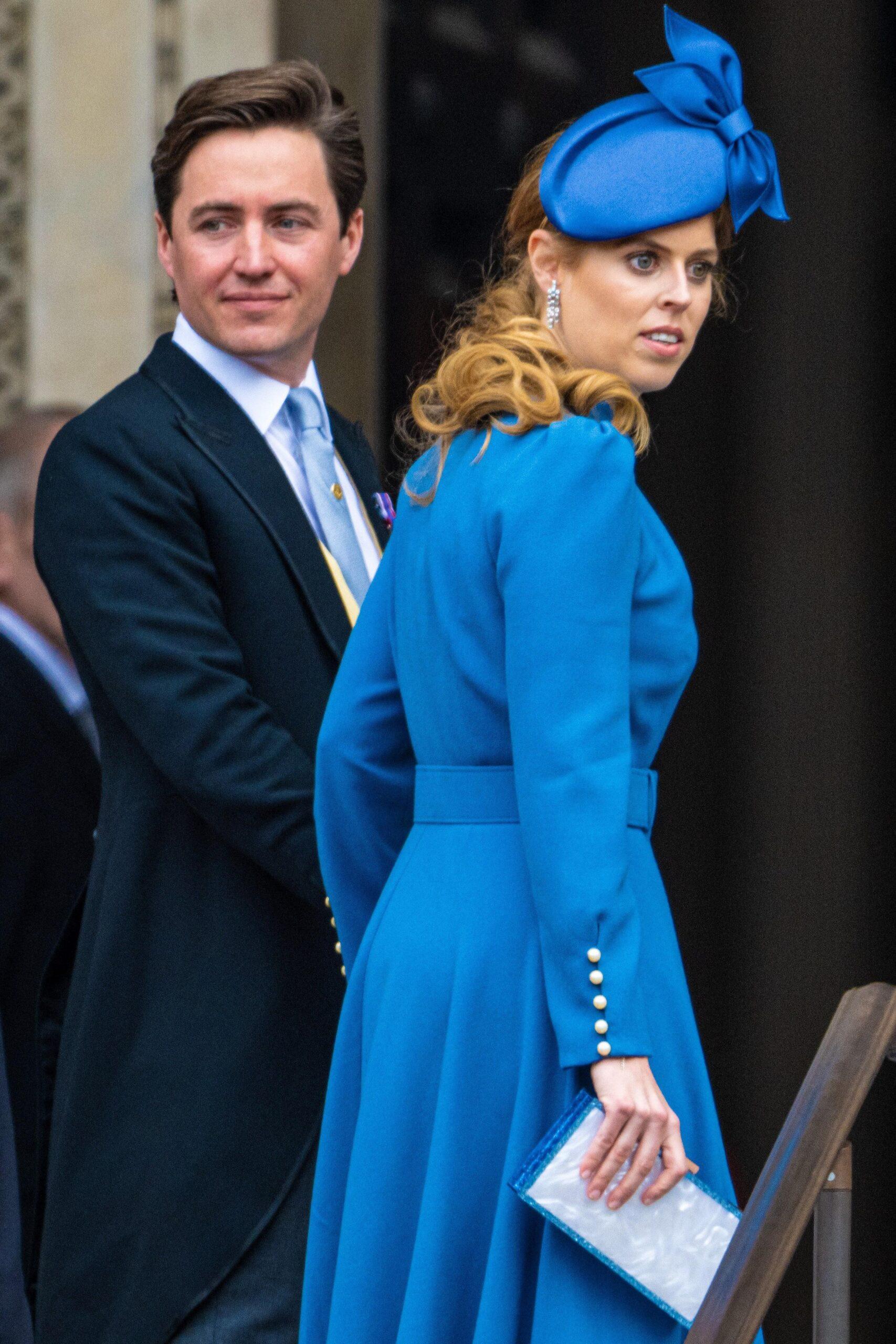 Princess Beatrice of York with her husband Edoardo Mapelli Mozzi attending the Service of Thanksgiving for the Queen, marking the monarch's 70 year Platinum Jubilee, at St Paul’s Cathedral in London
