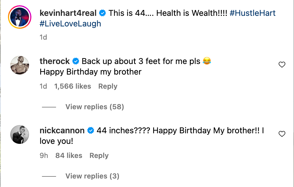 The Rock And Nick Cannon Jokingly Tease Kevin Hart Over Birthday Post