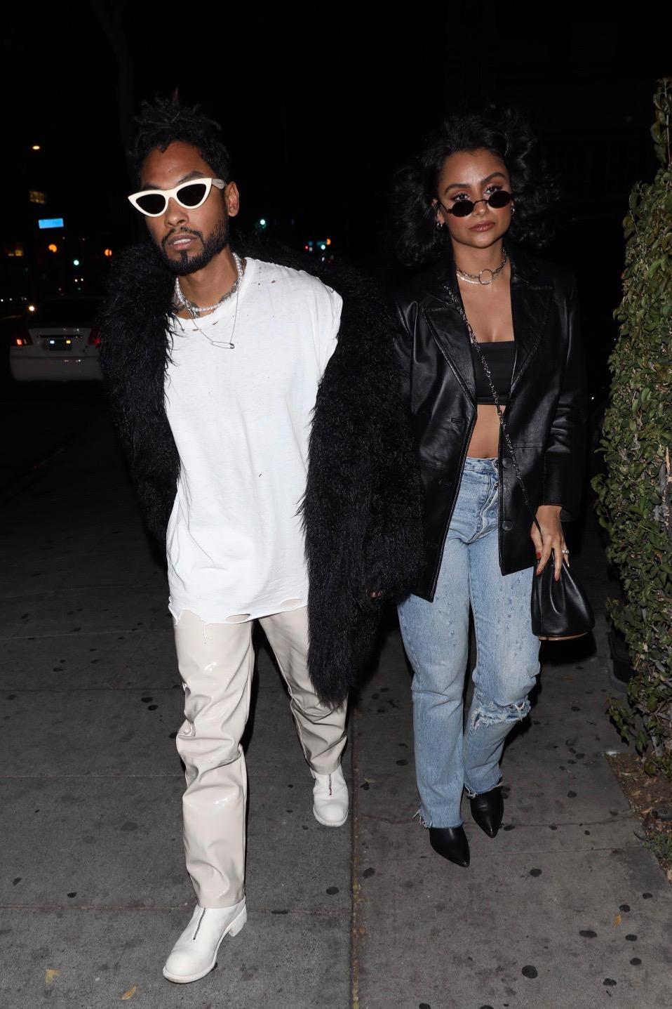 Singer Miguel and his wife are seen arriving to Justin Bieber birthday party