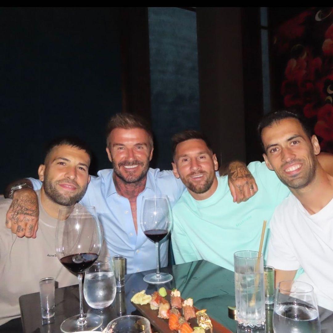 David Beckham with Messi and friends at at Miami Restaurant