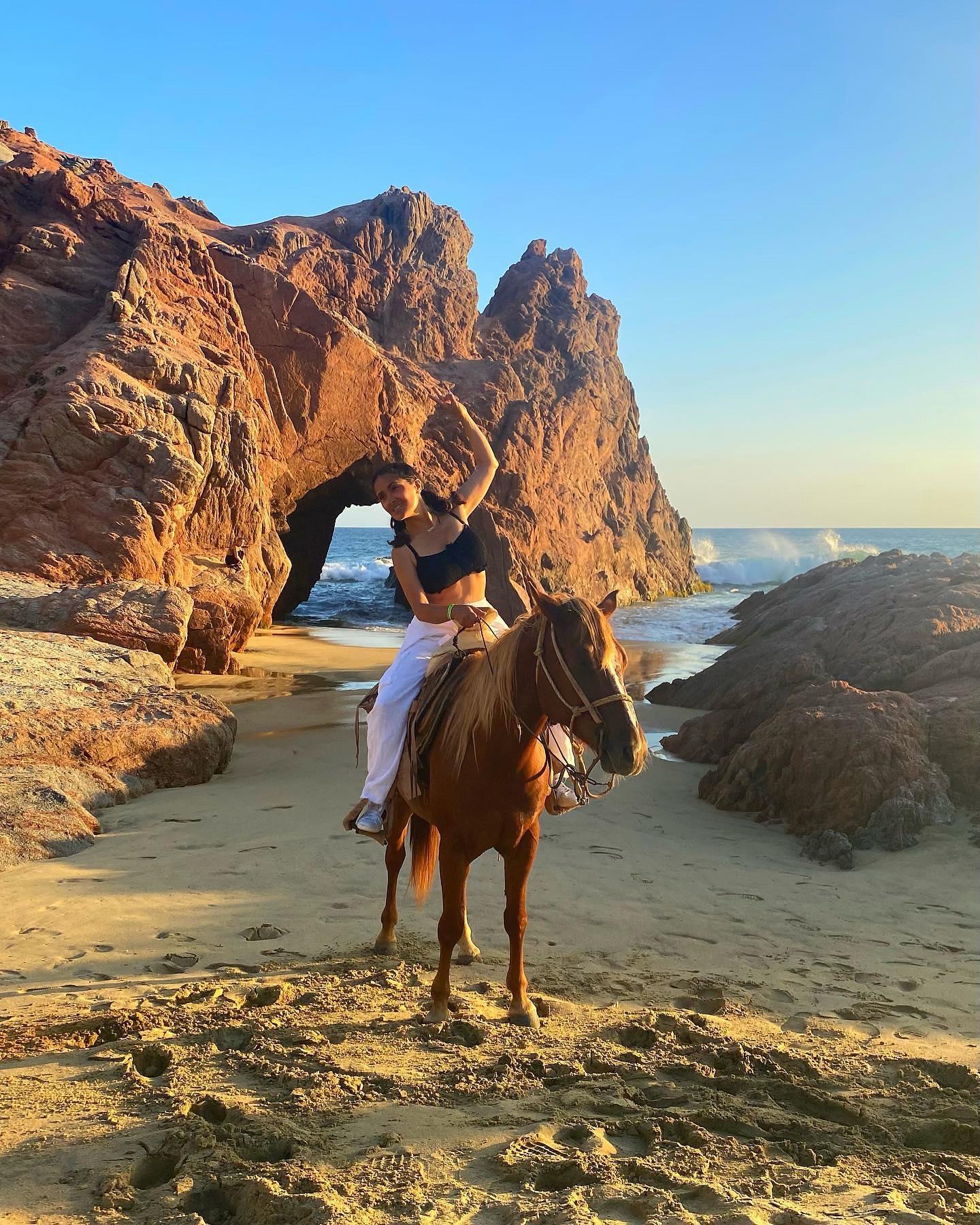 Salma Hayek rides horseback