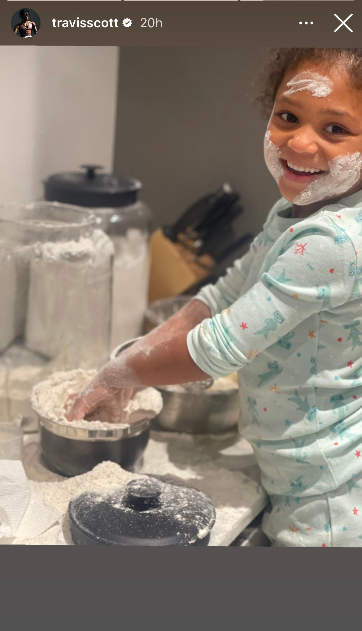 Travis Scott bonds with daughter Stormi over baking session